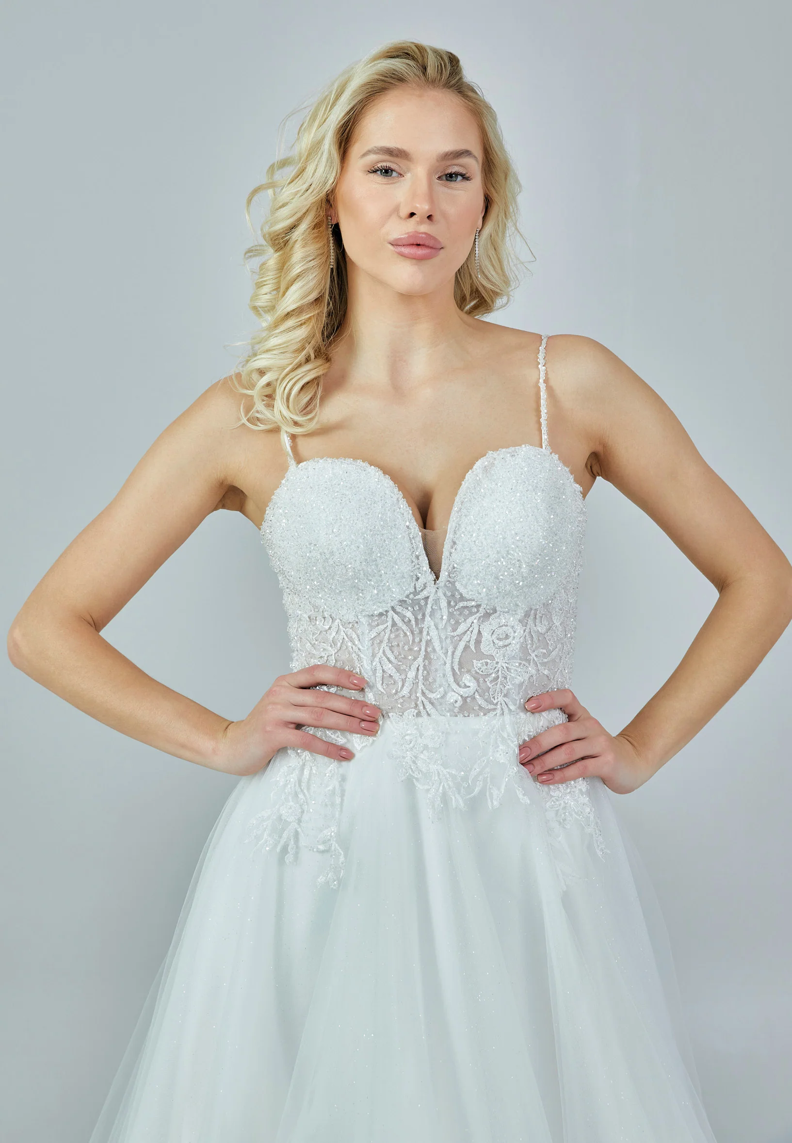 Sleeveless Maxi Tulle Regular Wedding Dress nor209 - Image 3