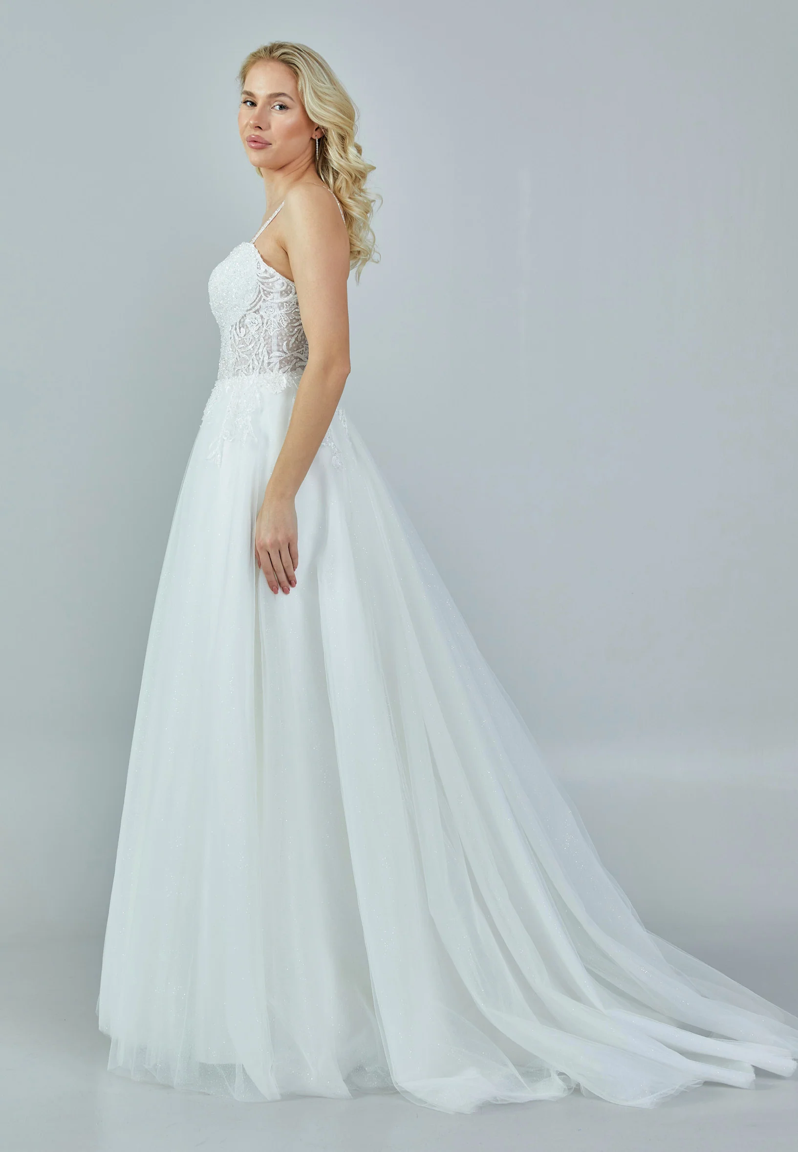 Sleeveless Maxi Tulle Regular Wedding Dress nor209 - Image 6