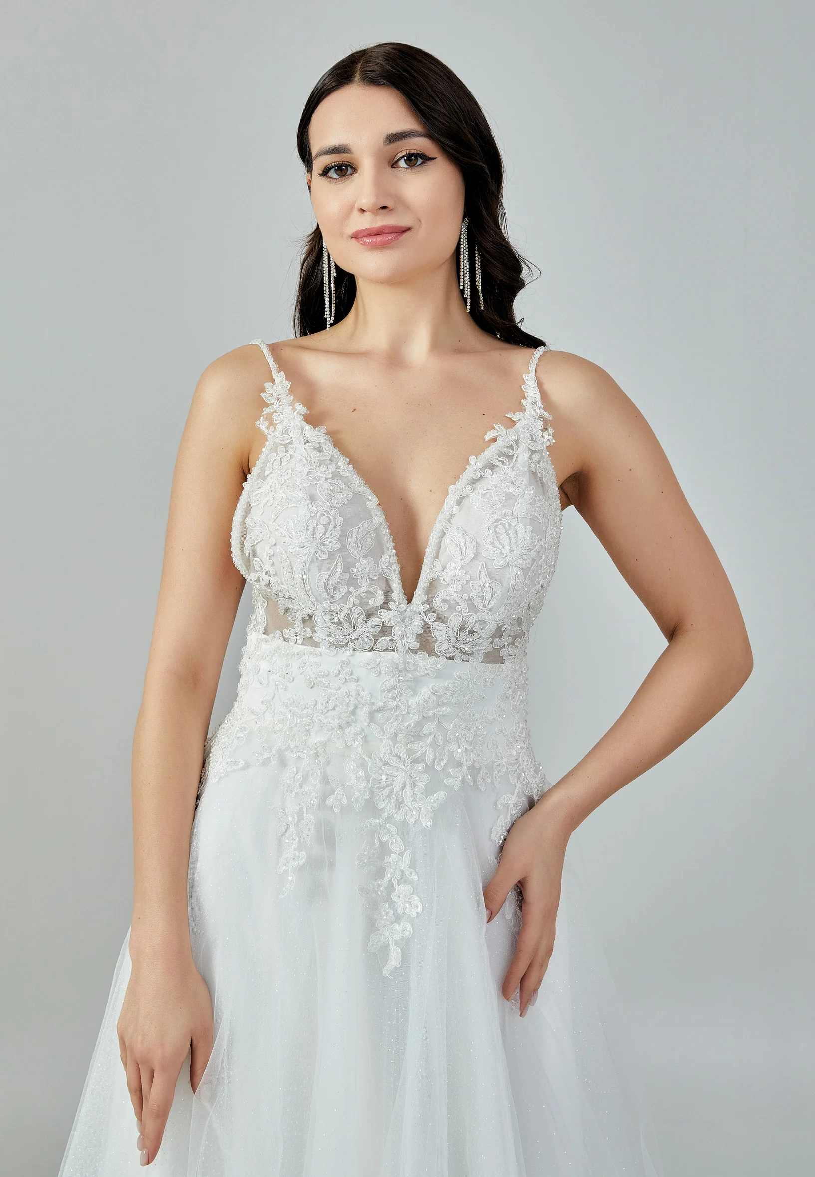 Sleeveless Maxi Tulle Regular Wedding Dress nor22104 - Image 4