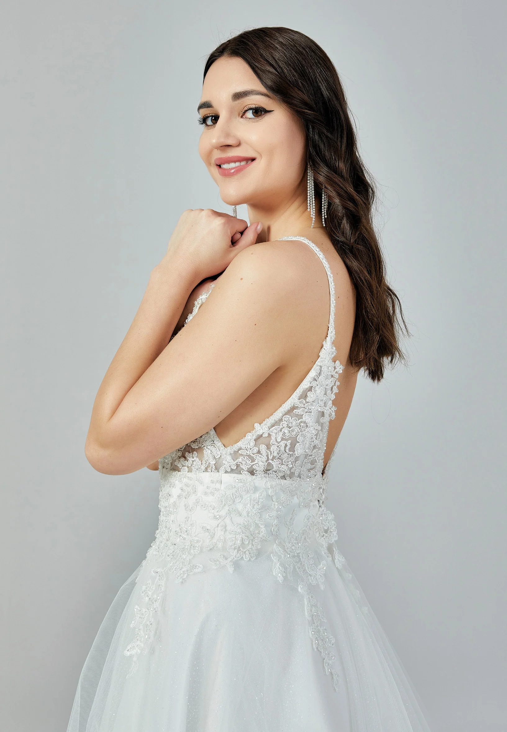 Sleeveless Maxi Tulle Regular Wedding Dress nor22104 - Image 9