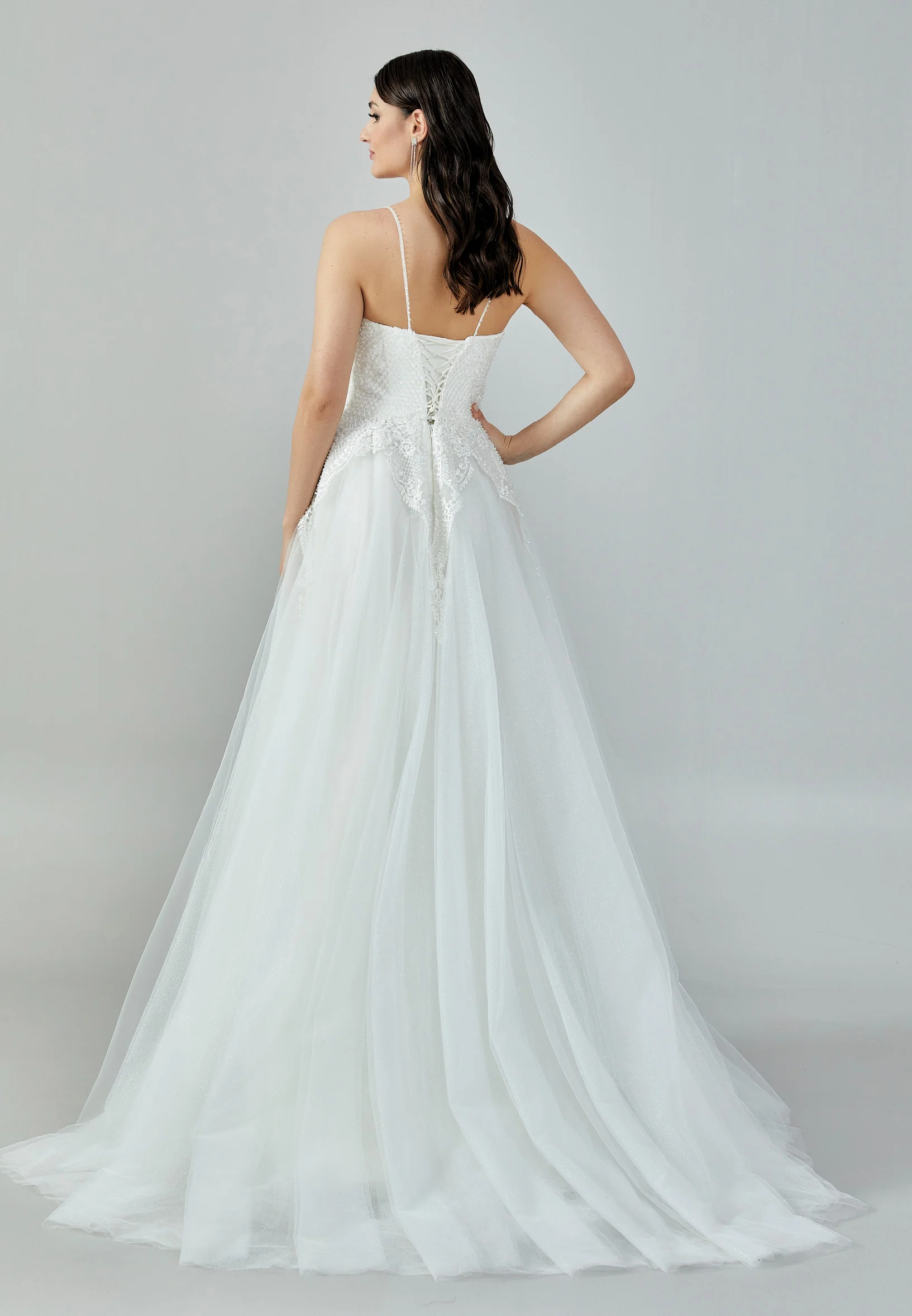 Sleeveless Maxi Tulle Regular Wedding Dress nor22108 - Image 5