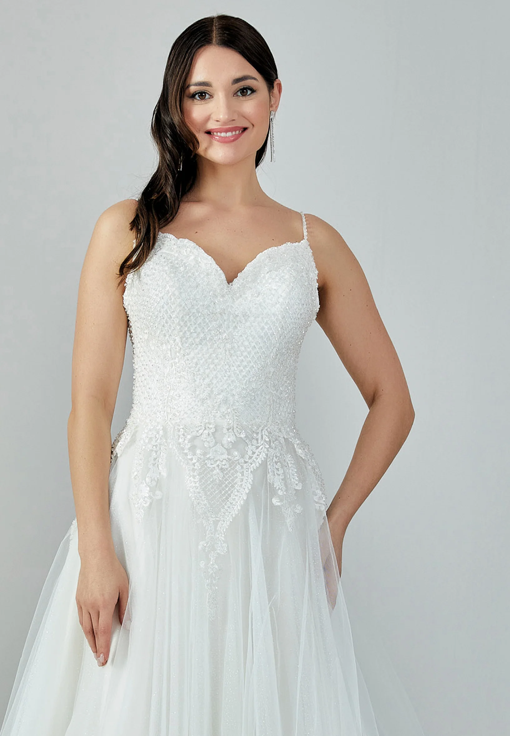 Sleeveless Maxi Tulle Regular Wedding Dress nor22108 - Image 7