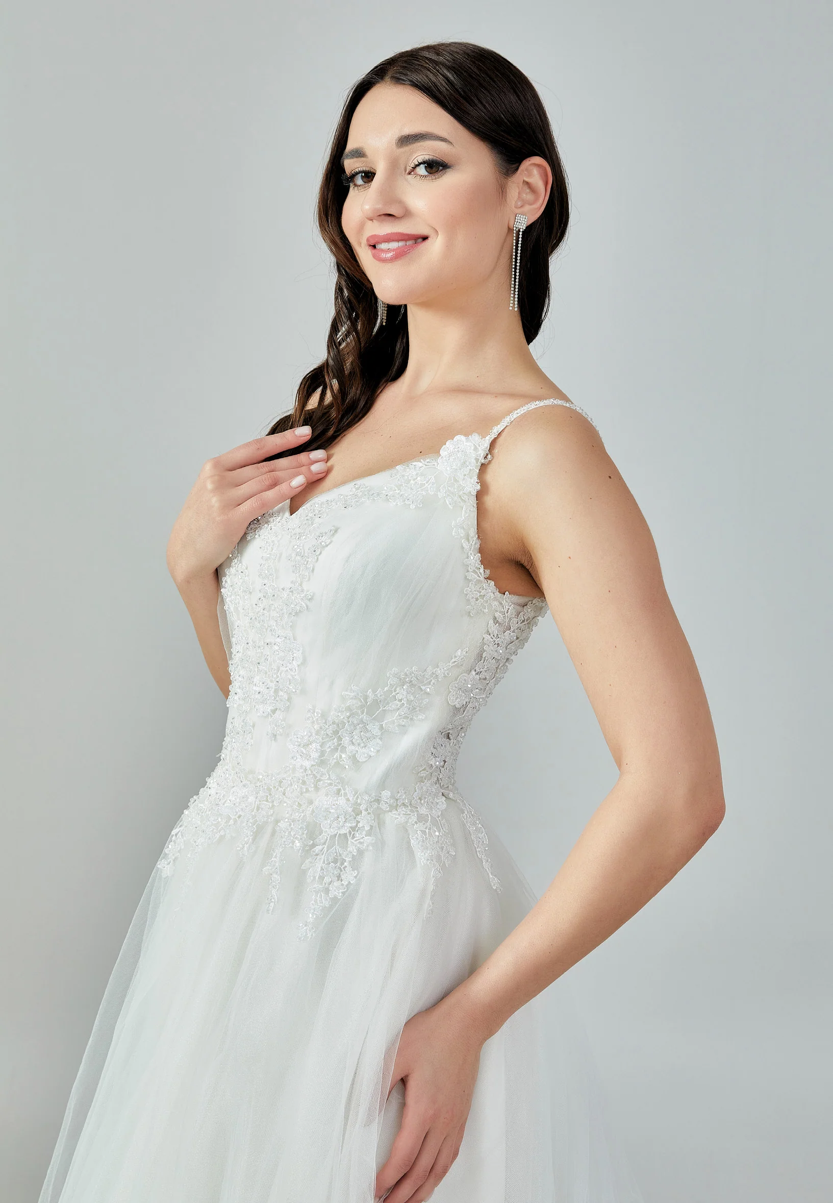 Sleeveless Maxi Tulle Regular Wedding Dress nor22115 - Image 2