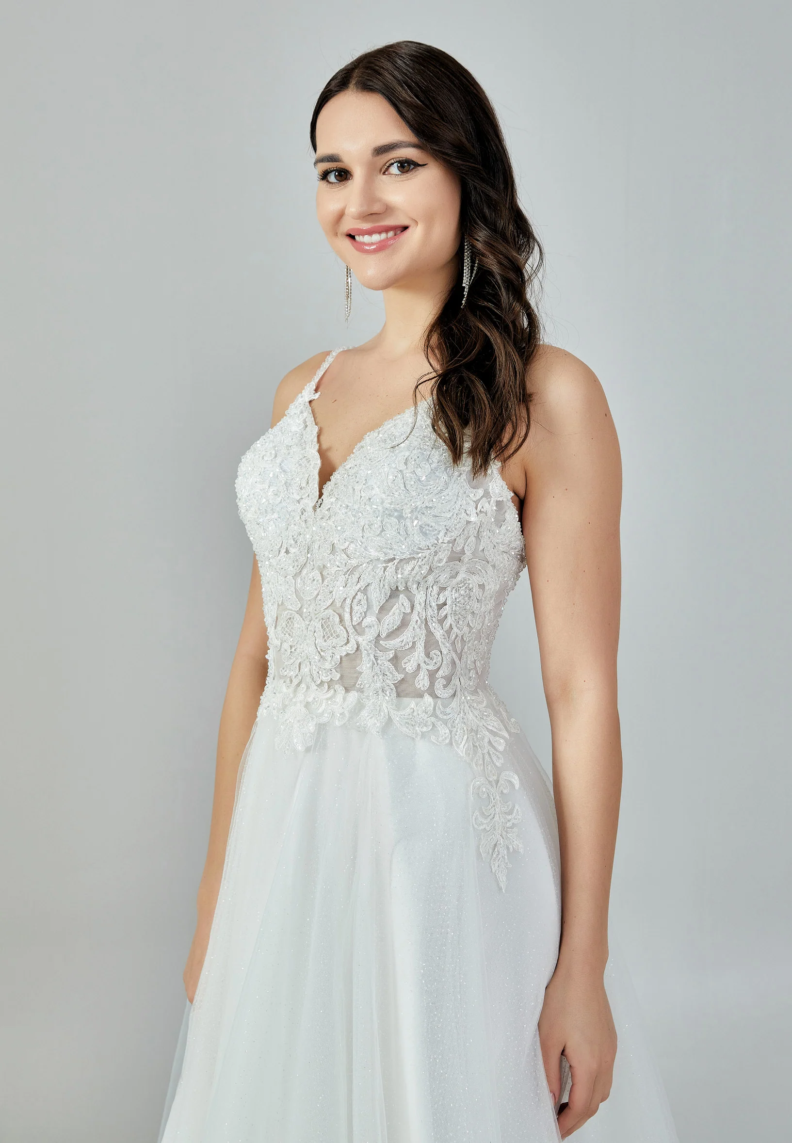 Sleeveless Maxi Tulle Regular Wedding Dress nor22139 - Image 2