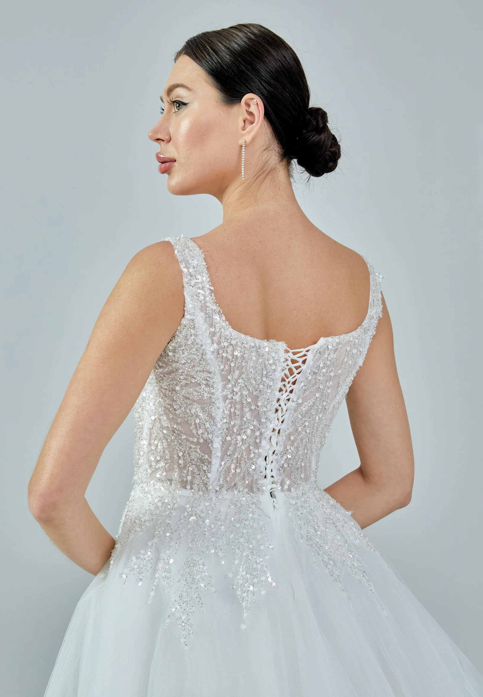 Sleeveless Maxi Tulle Regular Wedding Dress nor225 - Image 3