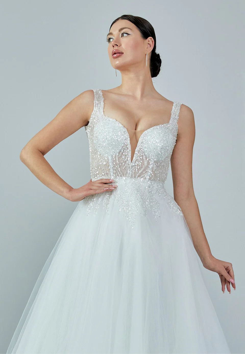 Sleeveless Maxi Tulle Regular Wedding Dress nor225 - Image 7
