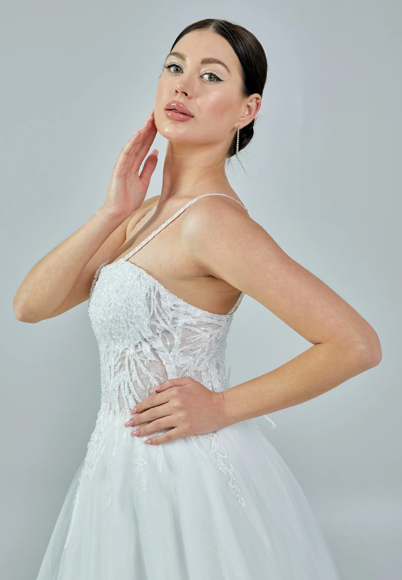 Sleeveless Maxi Tulle Regular Wedding Dress nor323 - Image 2