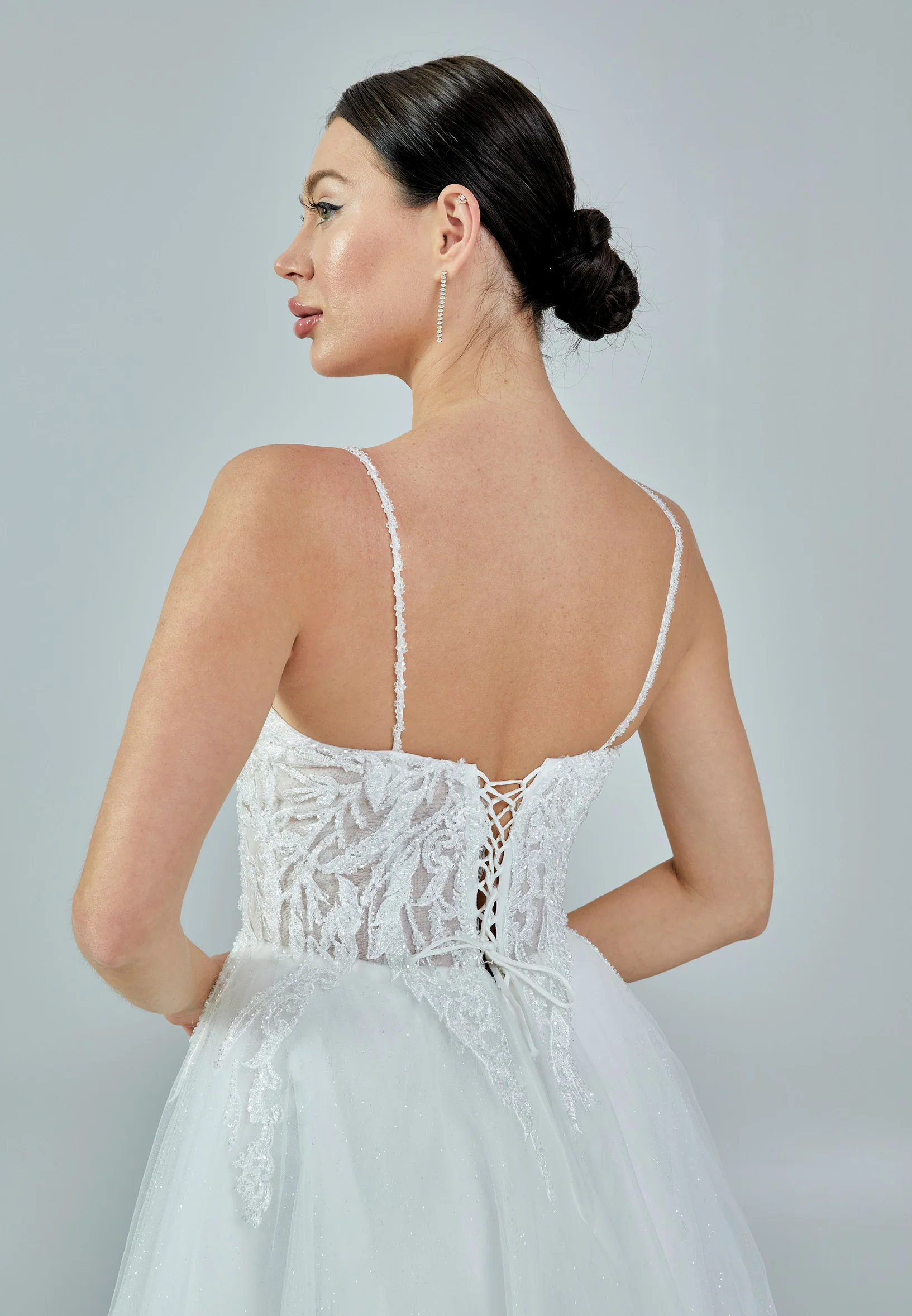 Sleeveless Maxi Tulle Regular Wedding Dress nor323 - Image 3