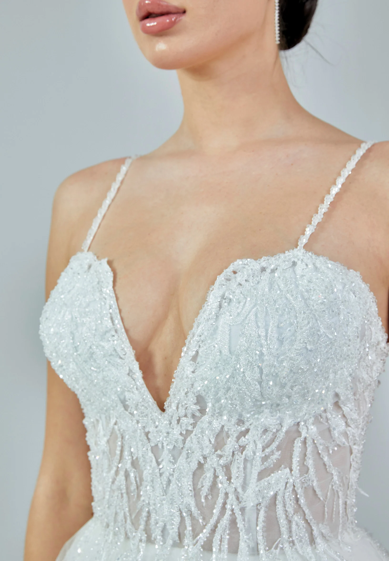 Sleeveless Maxi Tulle Regular Wedding Dress nor323 - Image 4