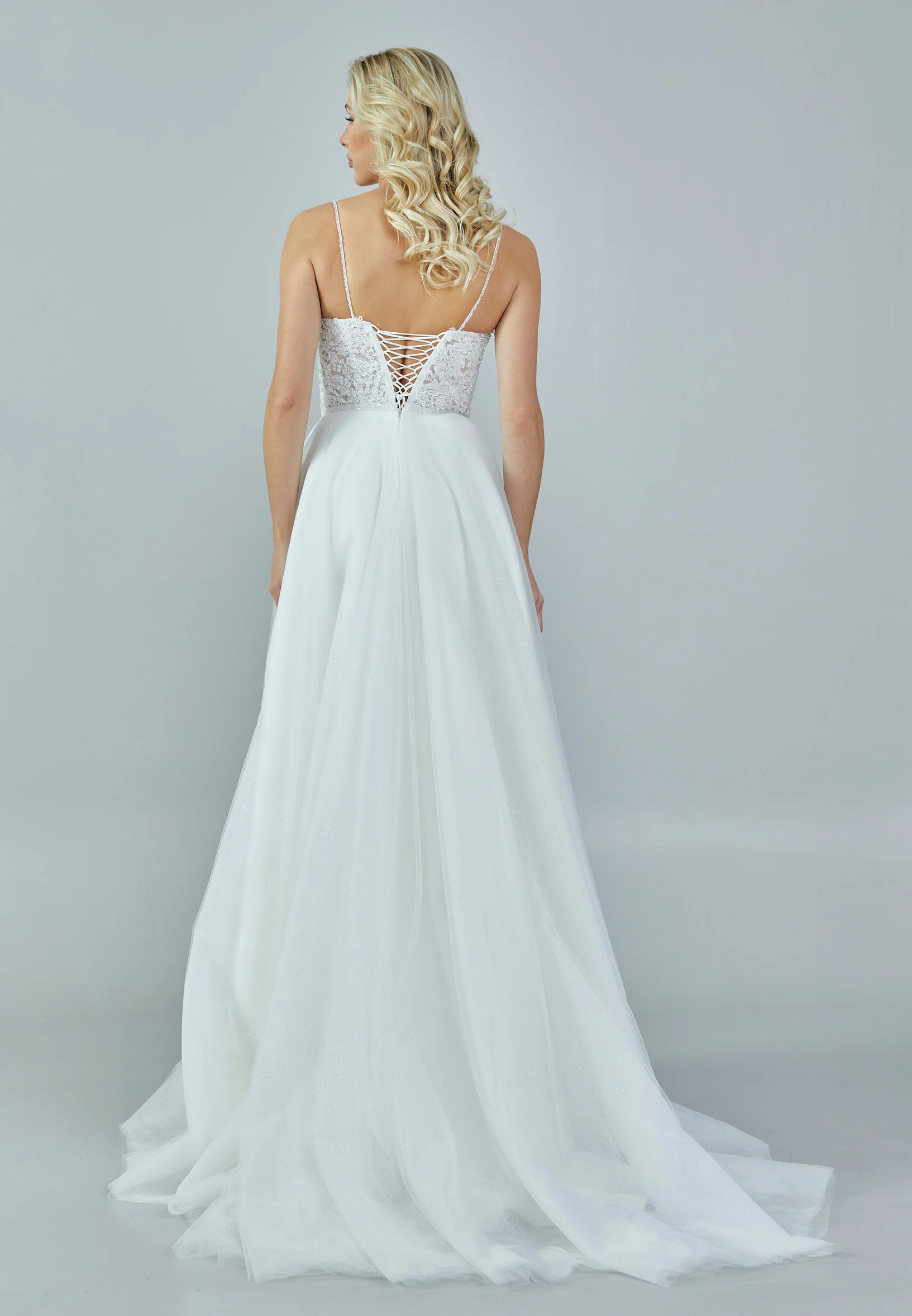 Sleeveless Maxi Tulle Regular Wedding Dress nor324 - Image 5