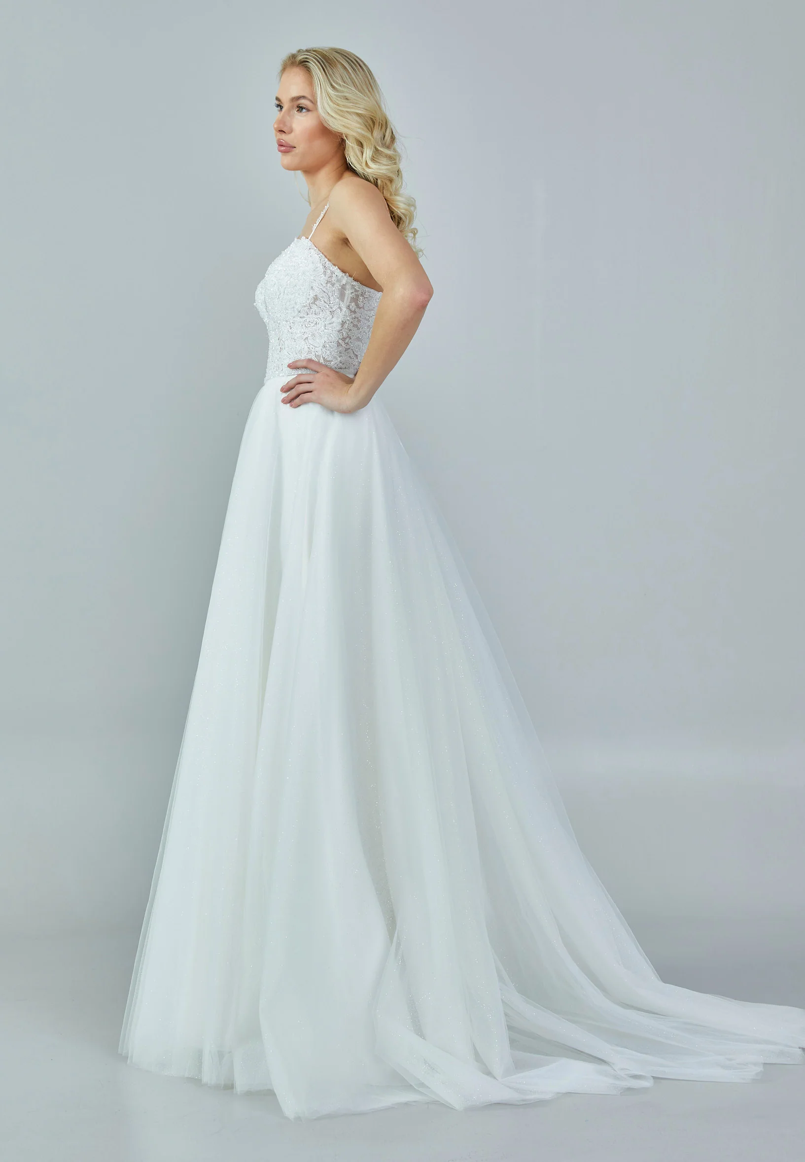 Sleeveless Maxi Tulle Regular Wedding Dress nor324 - Image 6