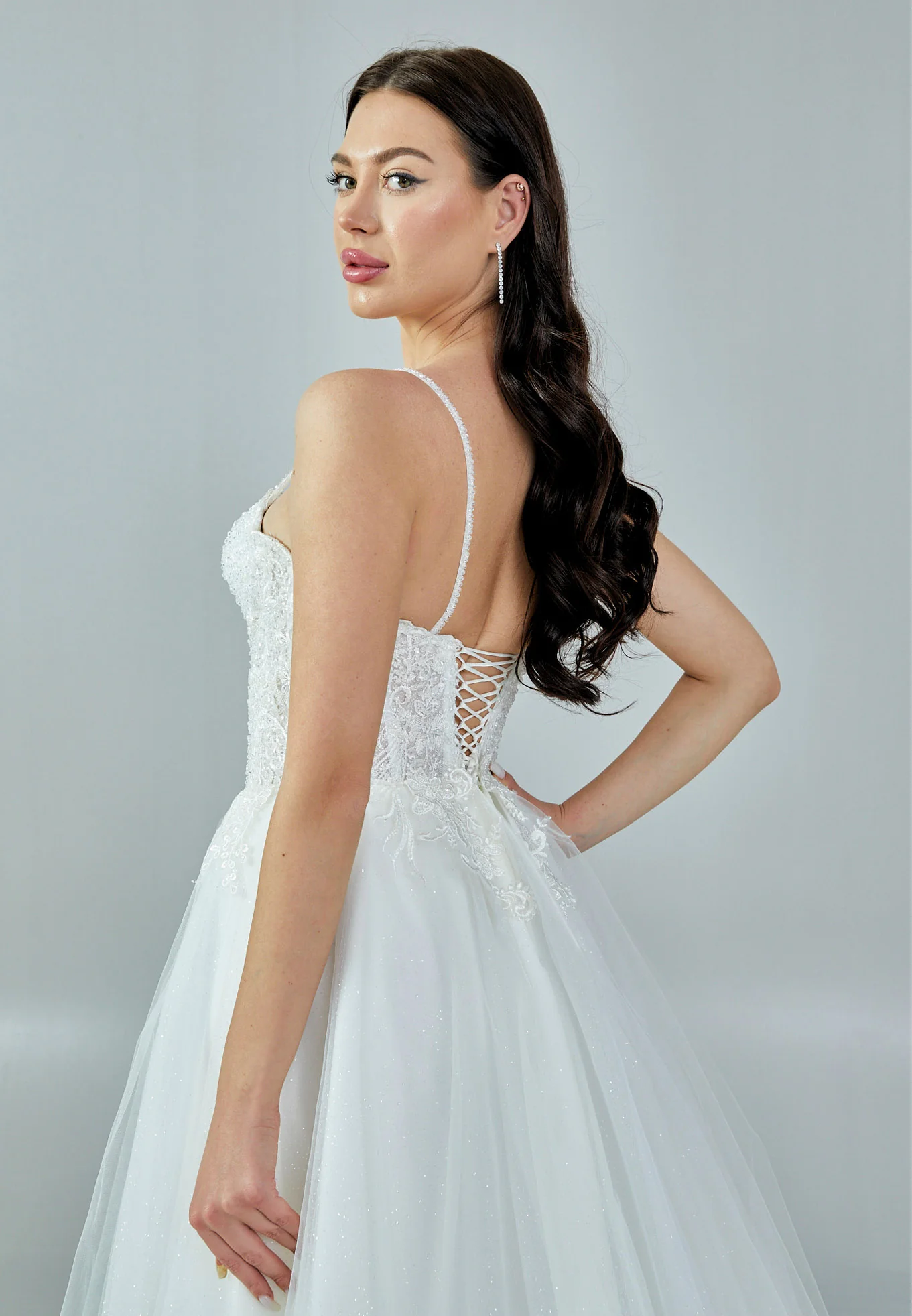 Sleeveless Maxi Tulle Regular Wedding Dress nor351 - Image 3