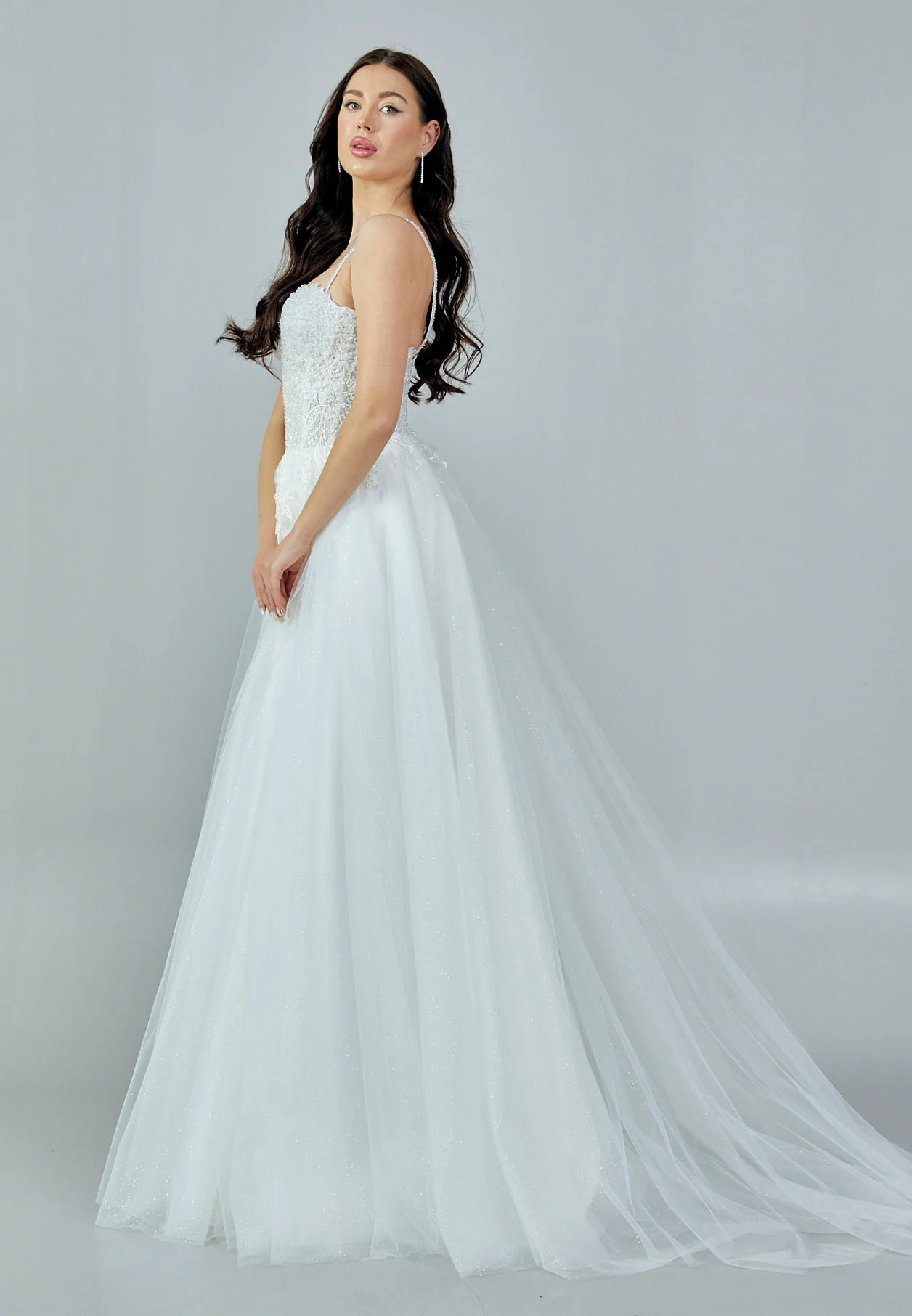 Sleeveless Maxi Tulle Regular Wedding Dress nor351 - Image 6