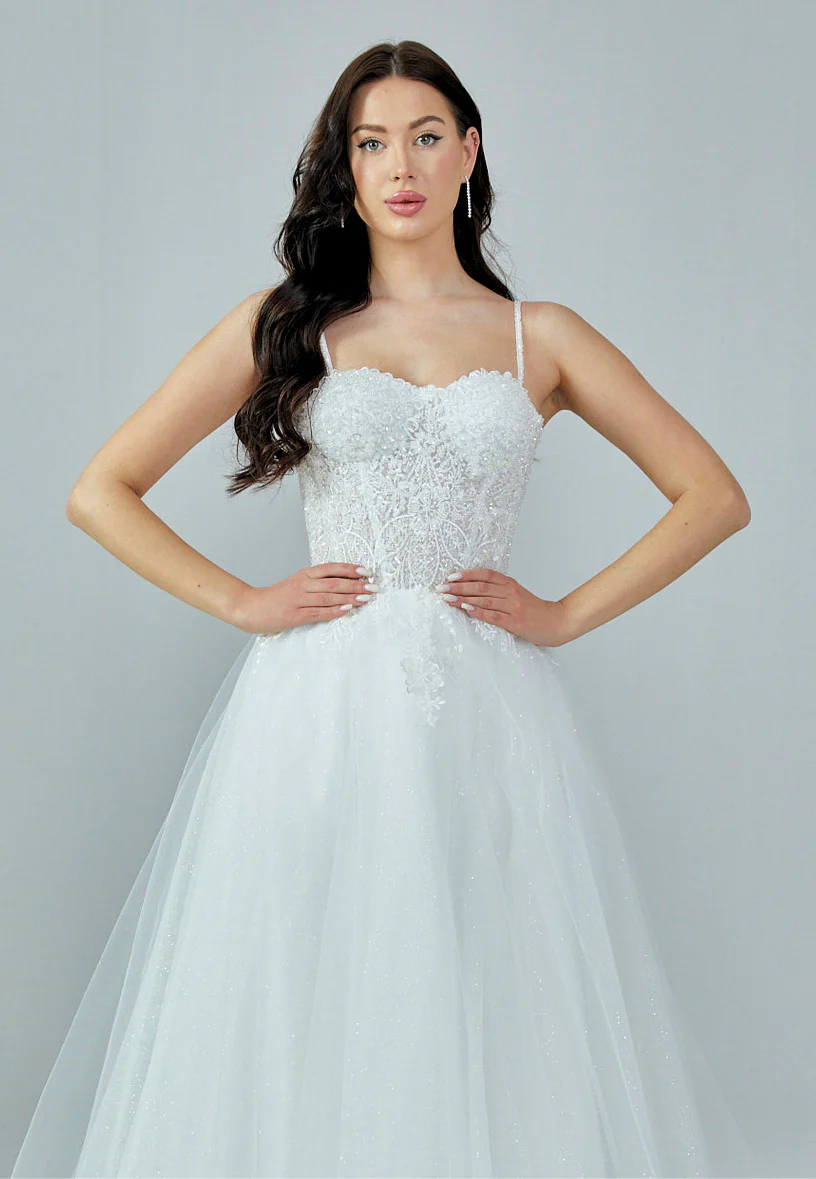 Sleeveless Maxi Tulle Regular Wedding Dress nor351 - Image 7