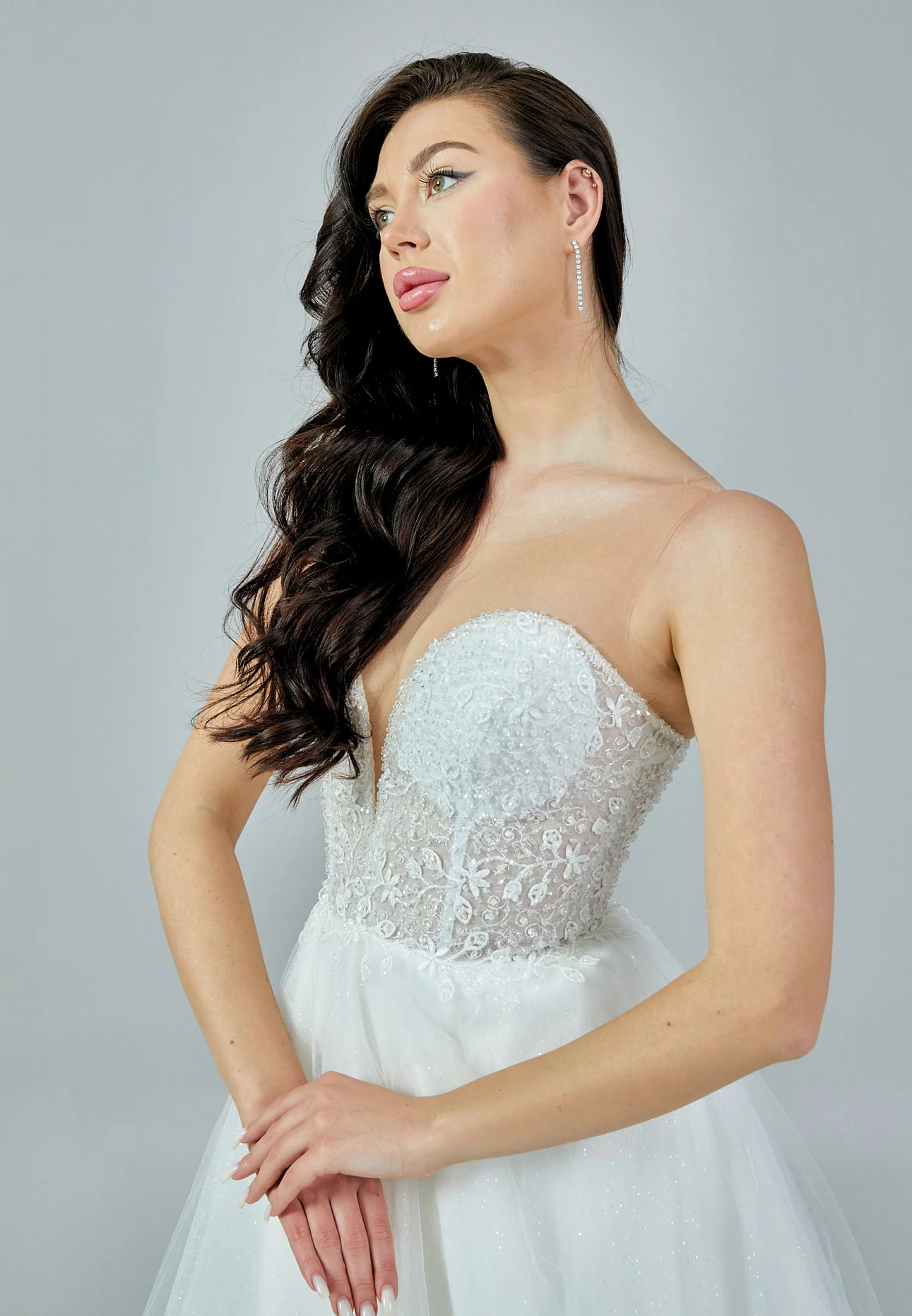 Sleeveless Maxi Tulle Regular Wedding Dress nor368 - Image 2