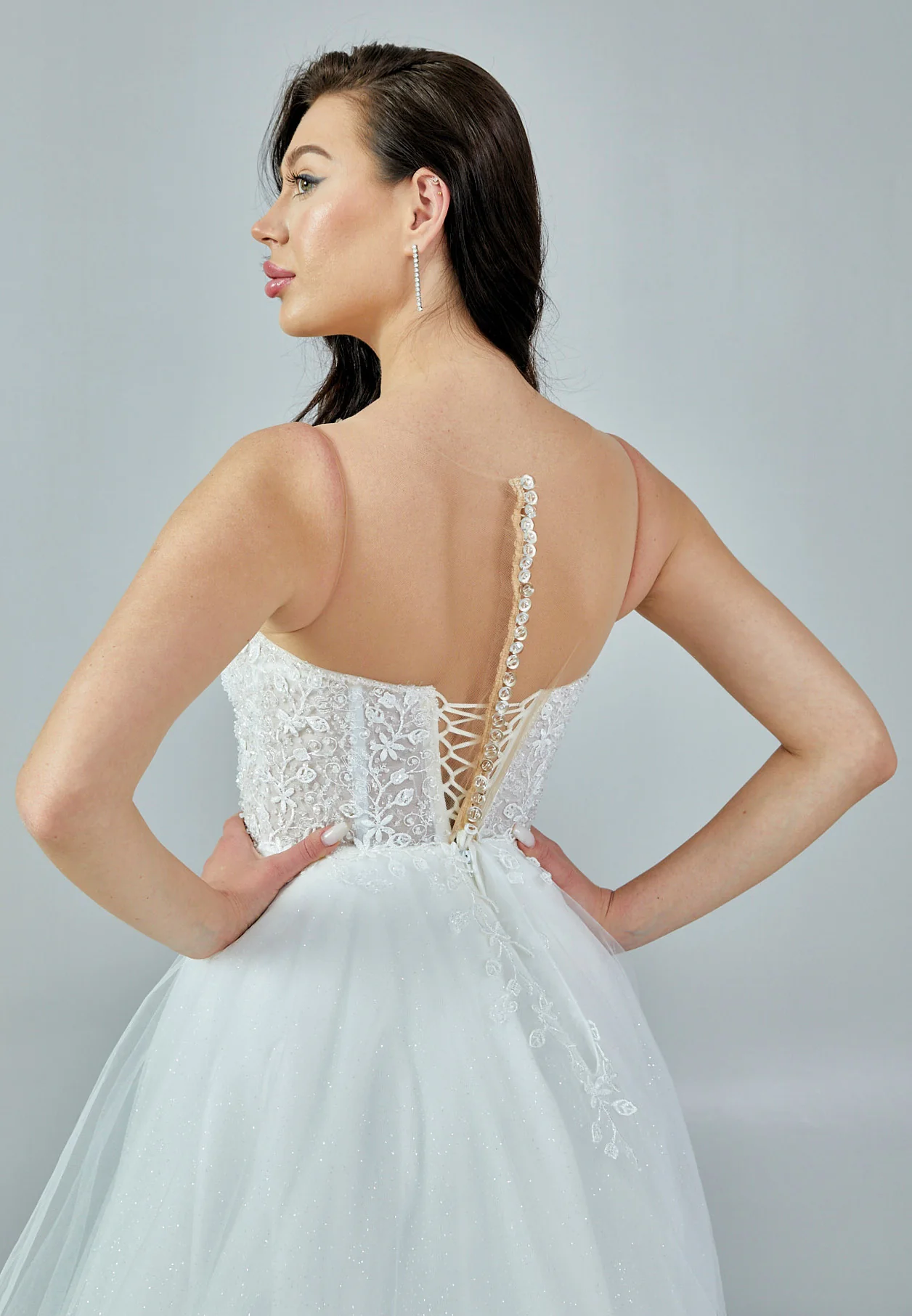 Sleeveless Maxi Tulle Regular Wedding Dress nor368 - Image 3
