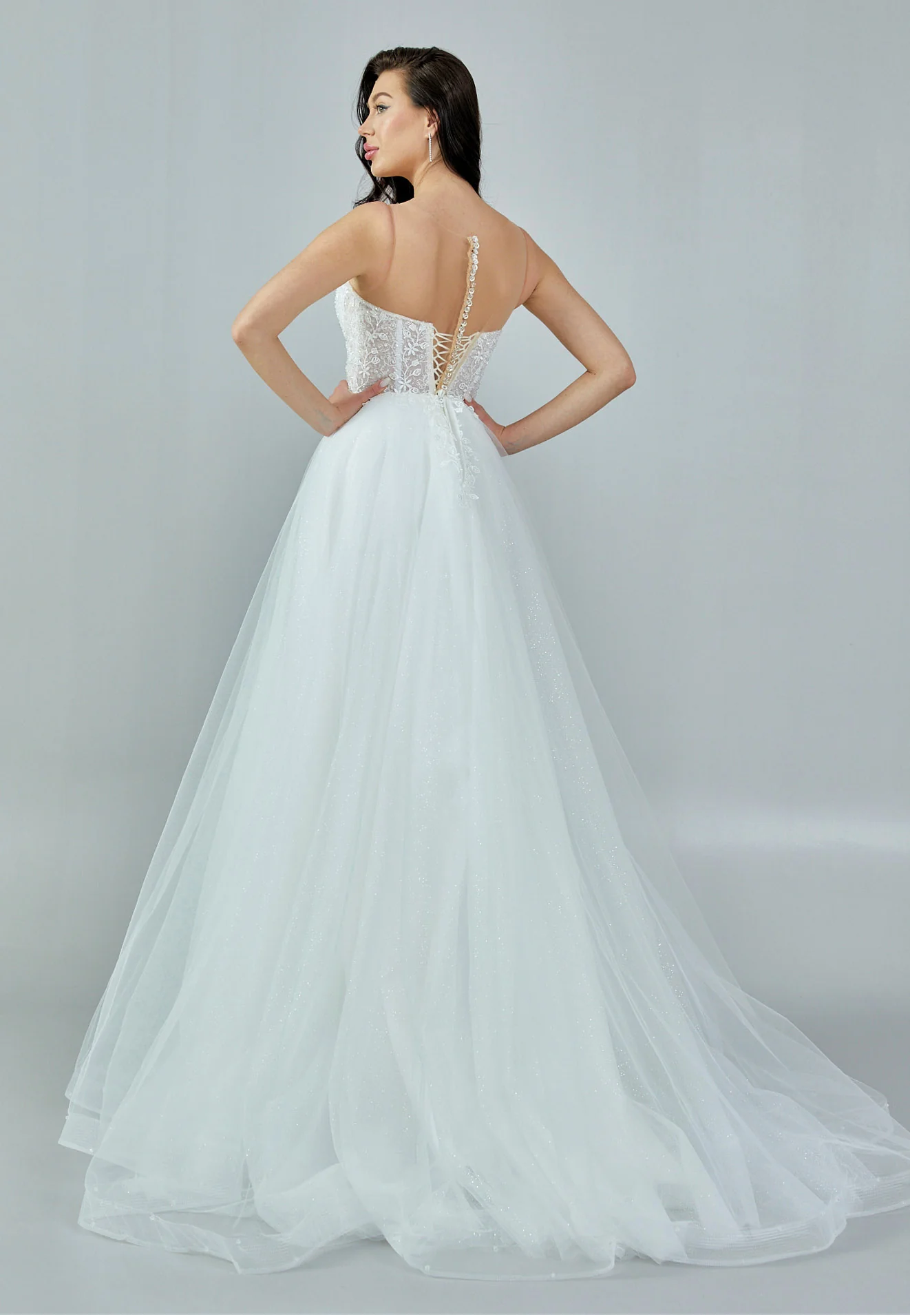 Sleeveless Maxi Tulle Regular Wedding Dress nor368 - Image 5