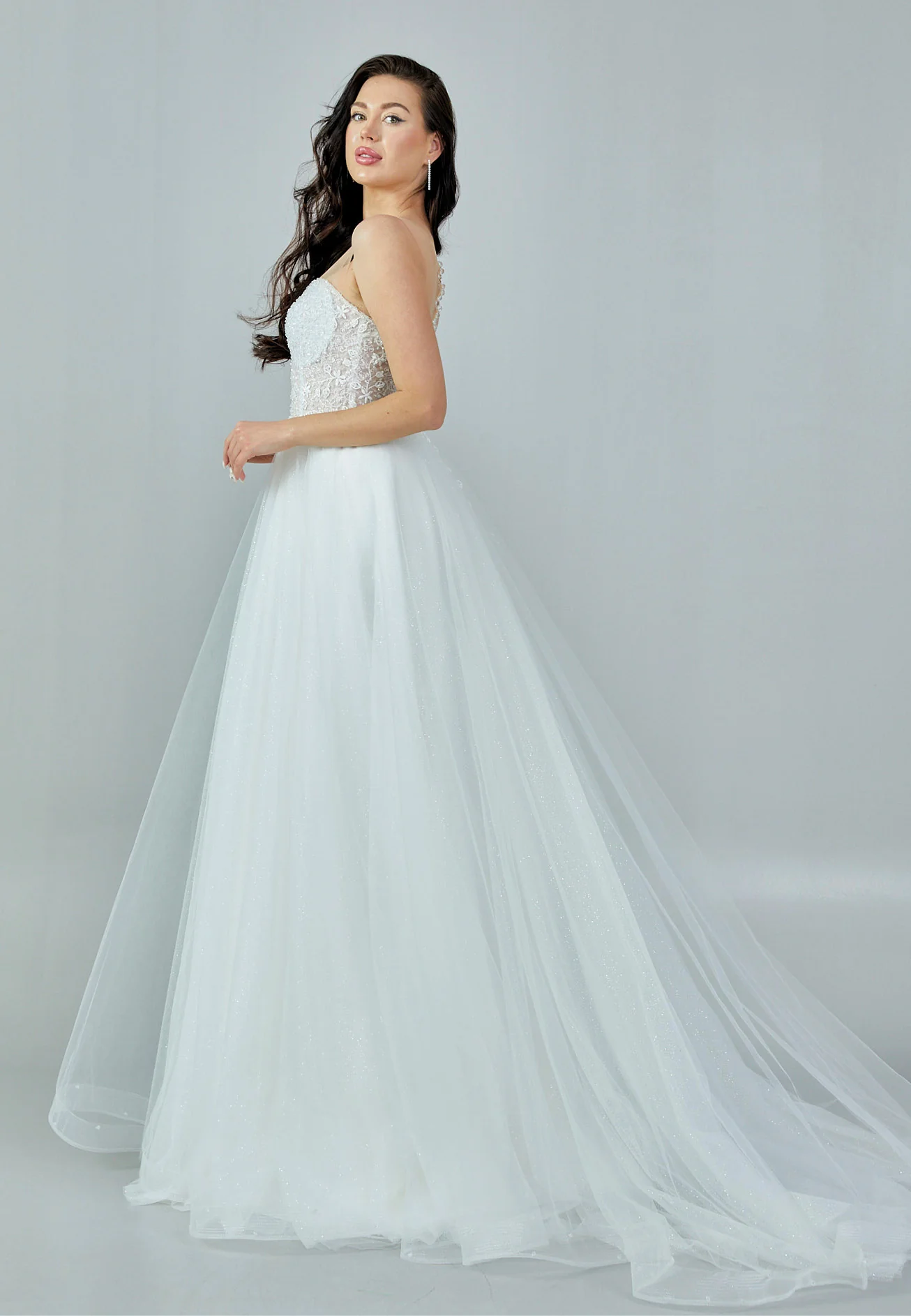 Sleeveless Maxi Tulle Regular Wedding Dress nor368 - Image 6