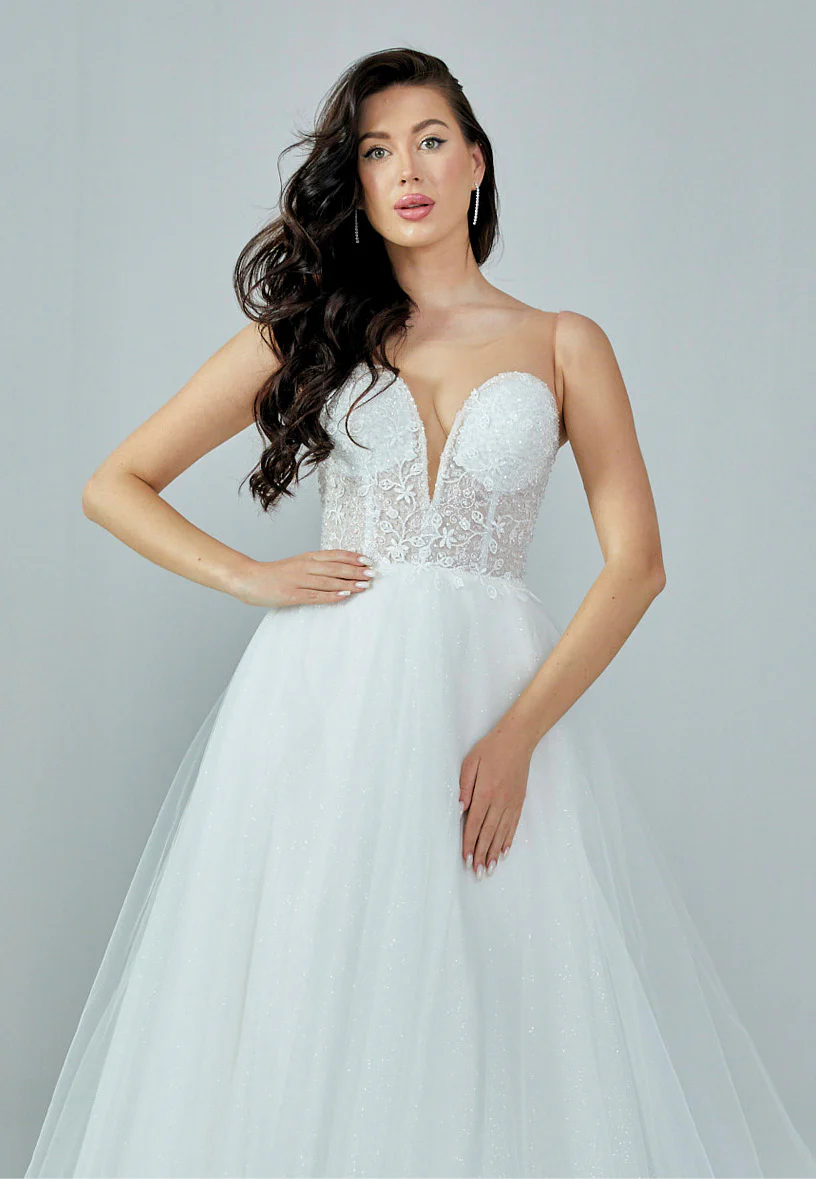 Sleeveless Maxi Tulle Regular Wedding Dress nor368 - Image 7
