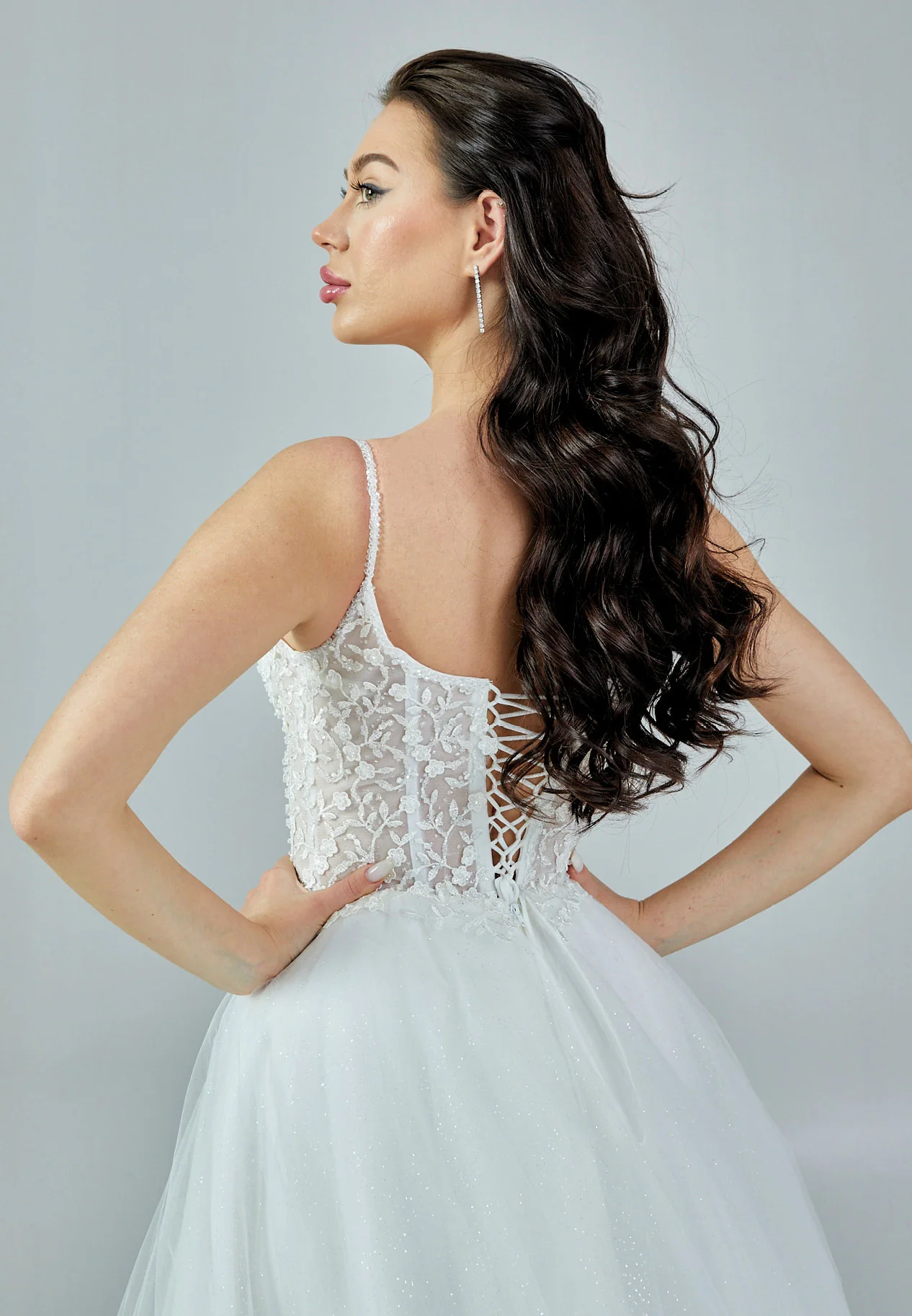 Sleeveless Maxi Tulle Regular Wedding Dress nor369 - Image 3