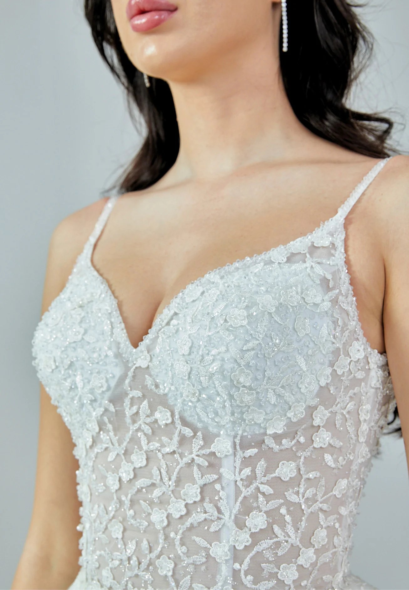 Sleeveless Maxi Tulle Regular Wedding Dress nor369 - Image 4