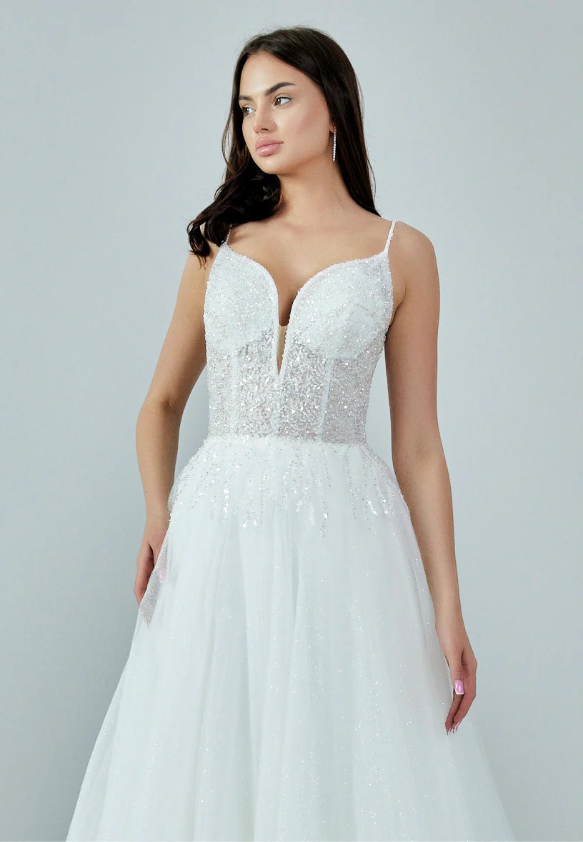 Sleeveless Maxi Tulle Regular Wedding Dress nor370 - Image 7