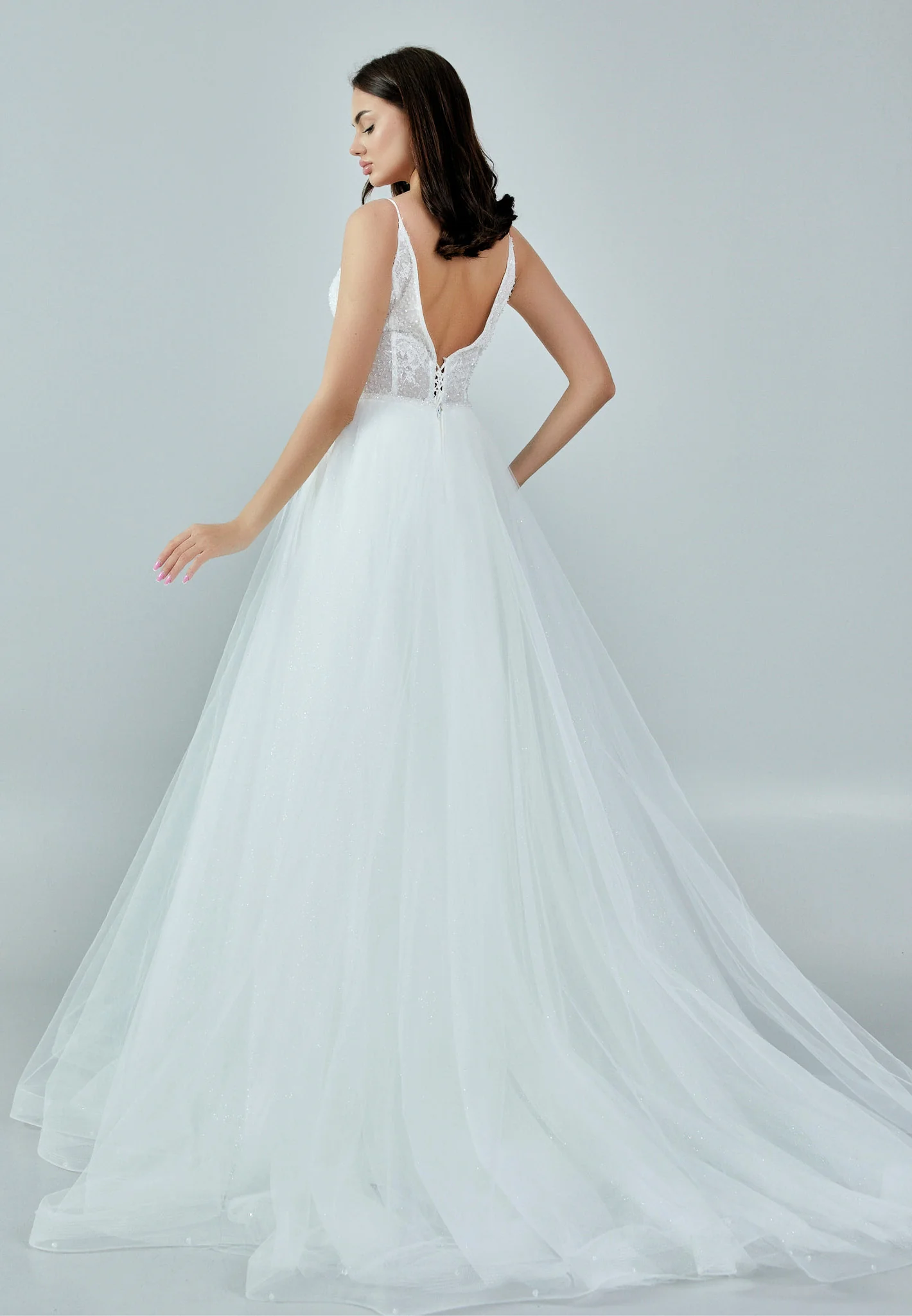 Sleeveless Maxi Tulle Regular Wedding Dress nor371 - Image 5