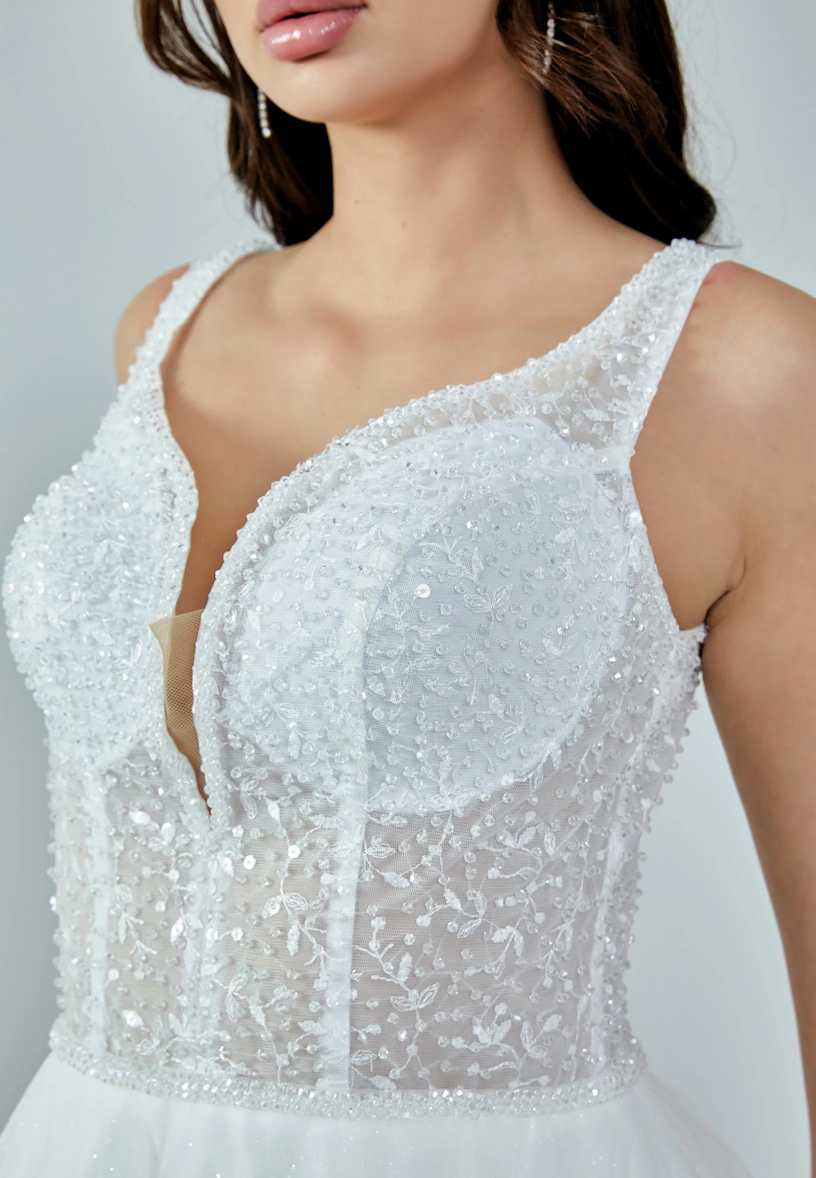 Sleeveless Maxi Tulle Regular Wedding Dress nor372 - Image 4
