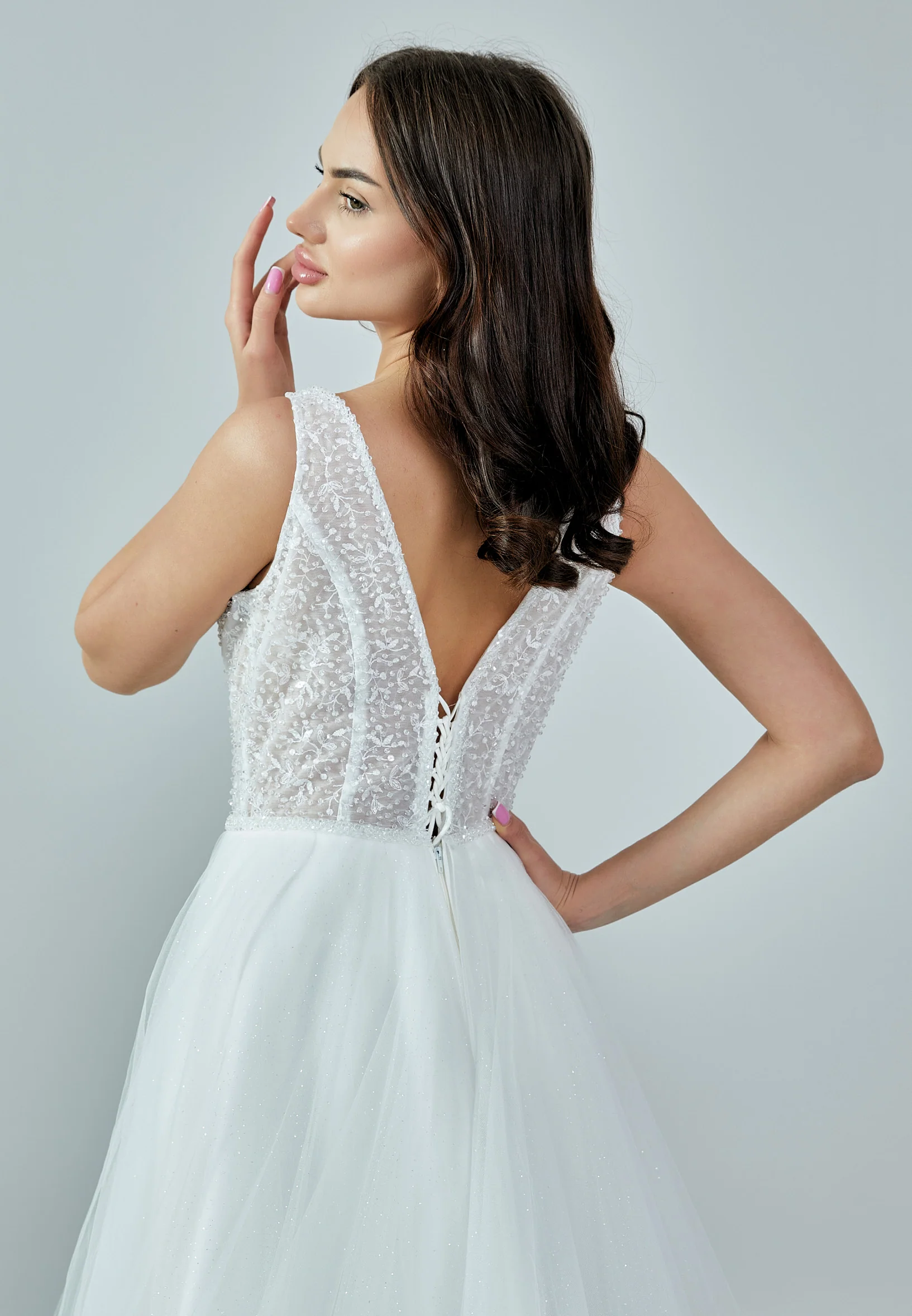 Sleeveless Maxi Tulle Regular Wedding Dress nor372 - Image 8