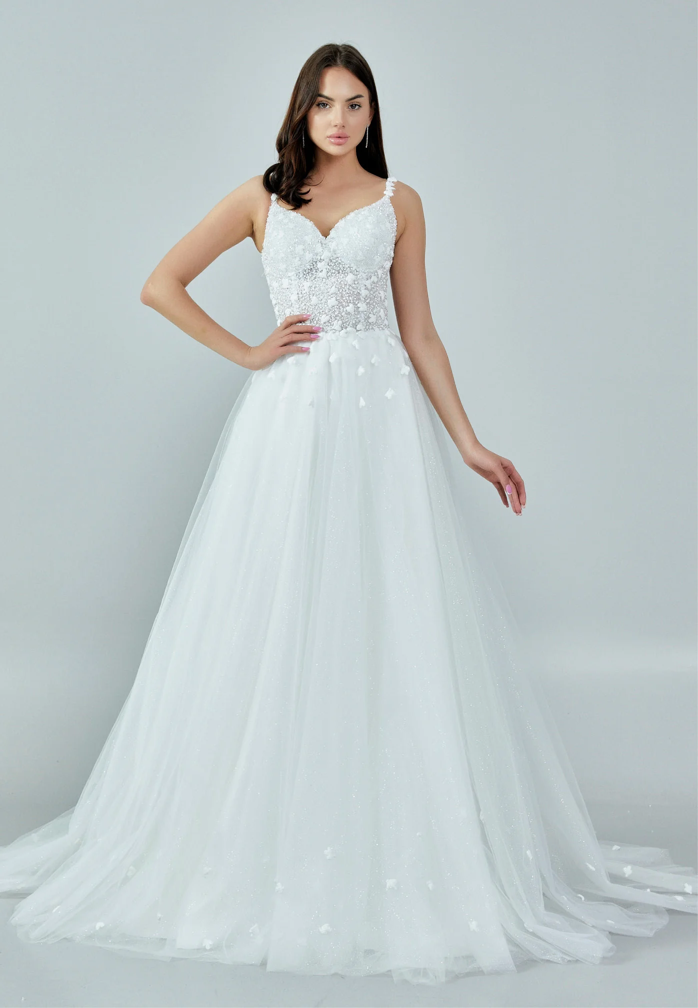 Sleeveless Maxi Tulle Regular Wedding Dress nor373