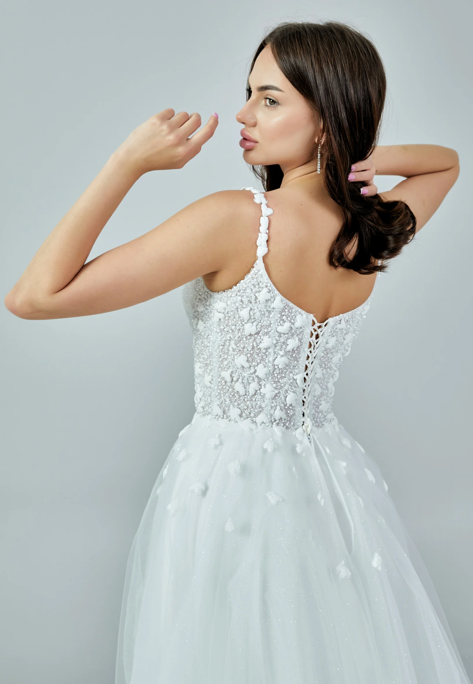 Sleeveless Maxi Tulle Regular Wedding Dress nor373 - Image 8