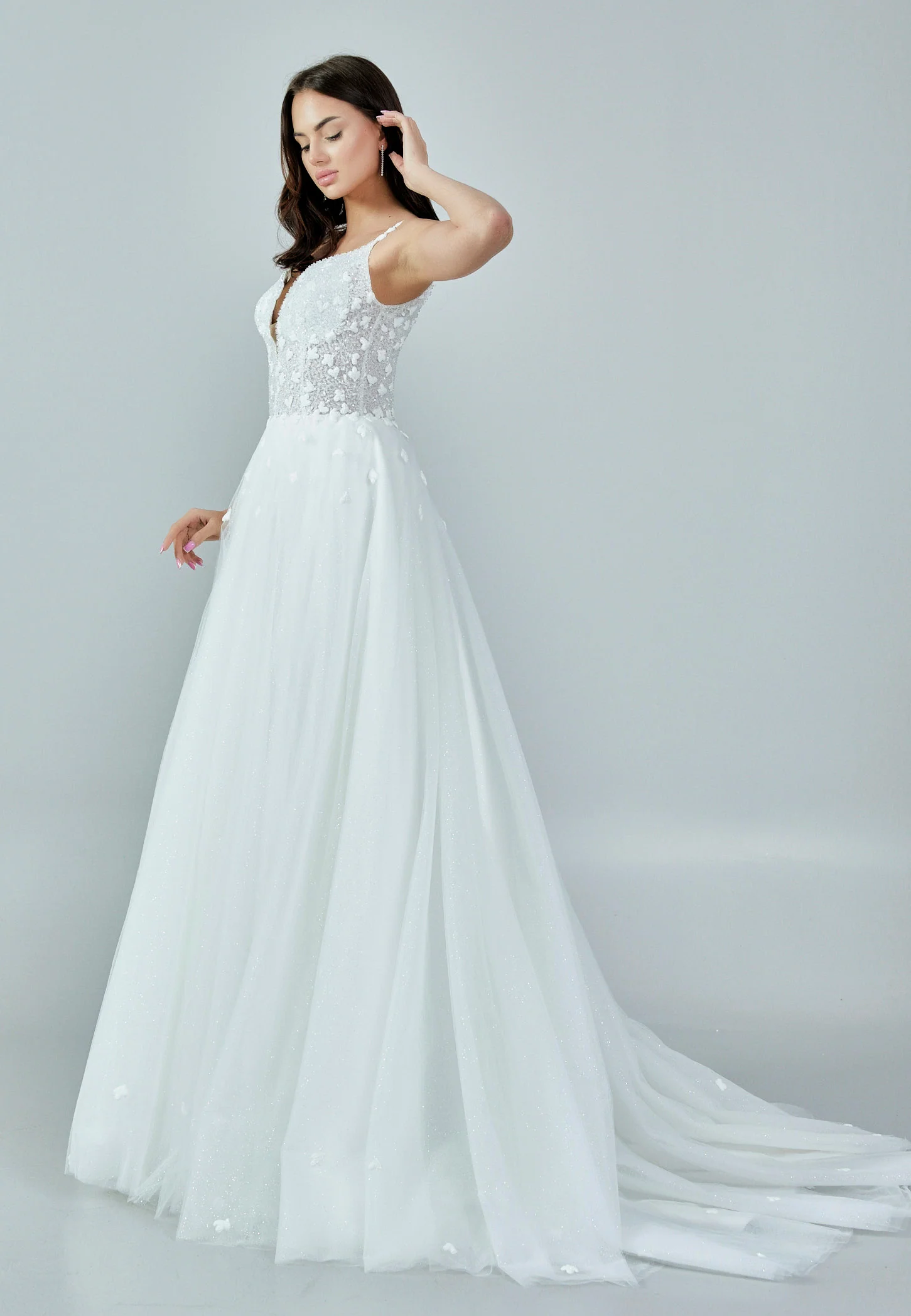 Sleeveless Maxi Tulle Regular Wedding Dress nor375 - Image 6