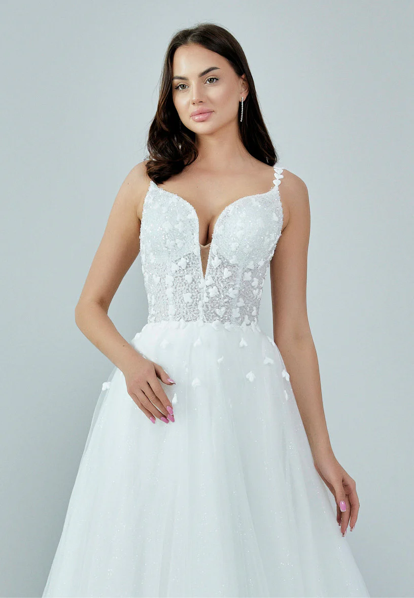 Sleeveless Maxi Tulle Regular Wedding Dress nor375 - Image 7