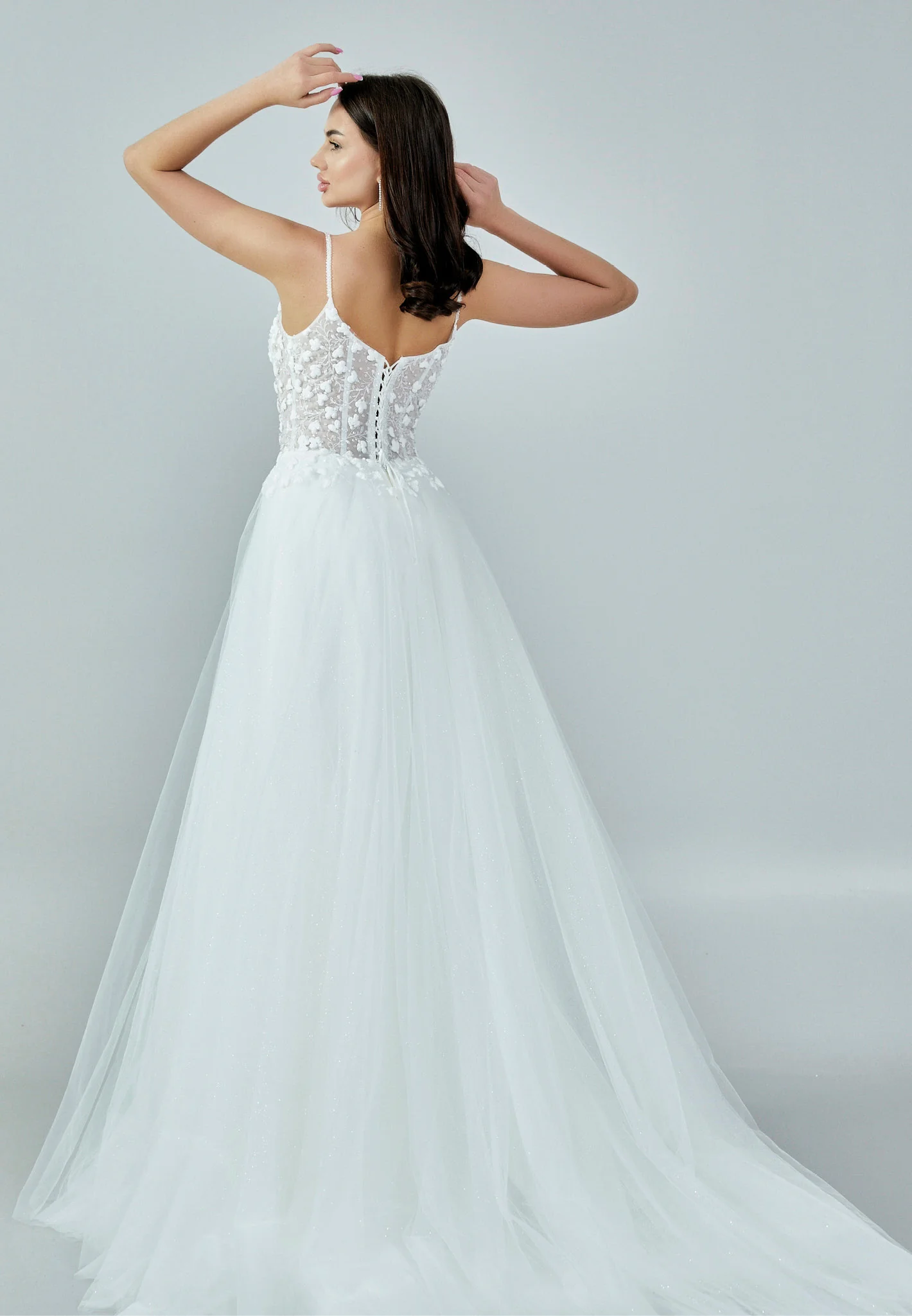 Sleeveless Maxi Tulle Regular Wedding Dress nor379 - Image 5
