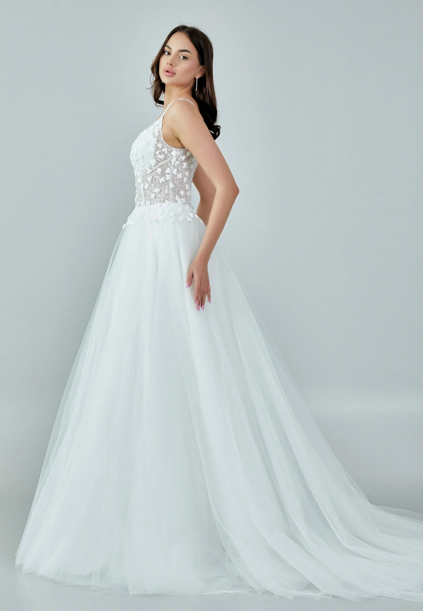 Sleeveless Maxi Tulle Regular Wedding Dress nor379 - Image 6