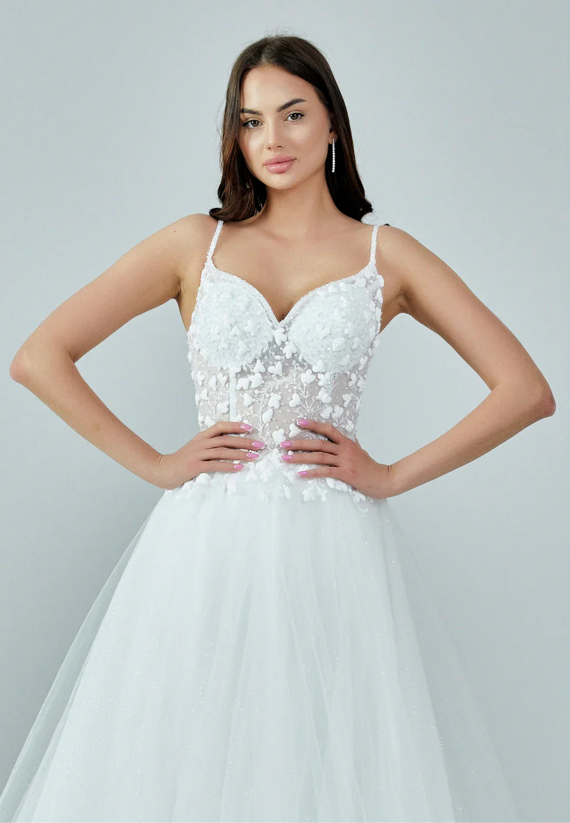Sleeveless Maxi Tulle Regular Wedding Dress nor379 - Image 7