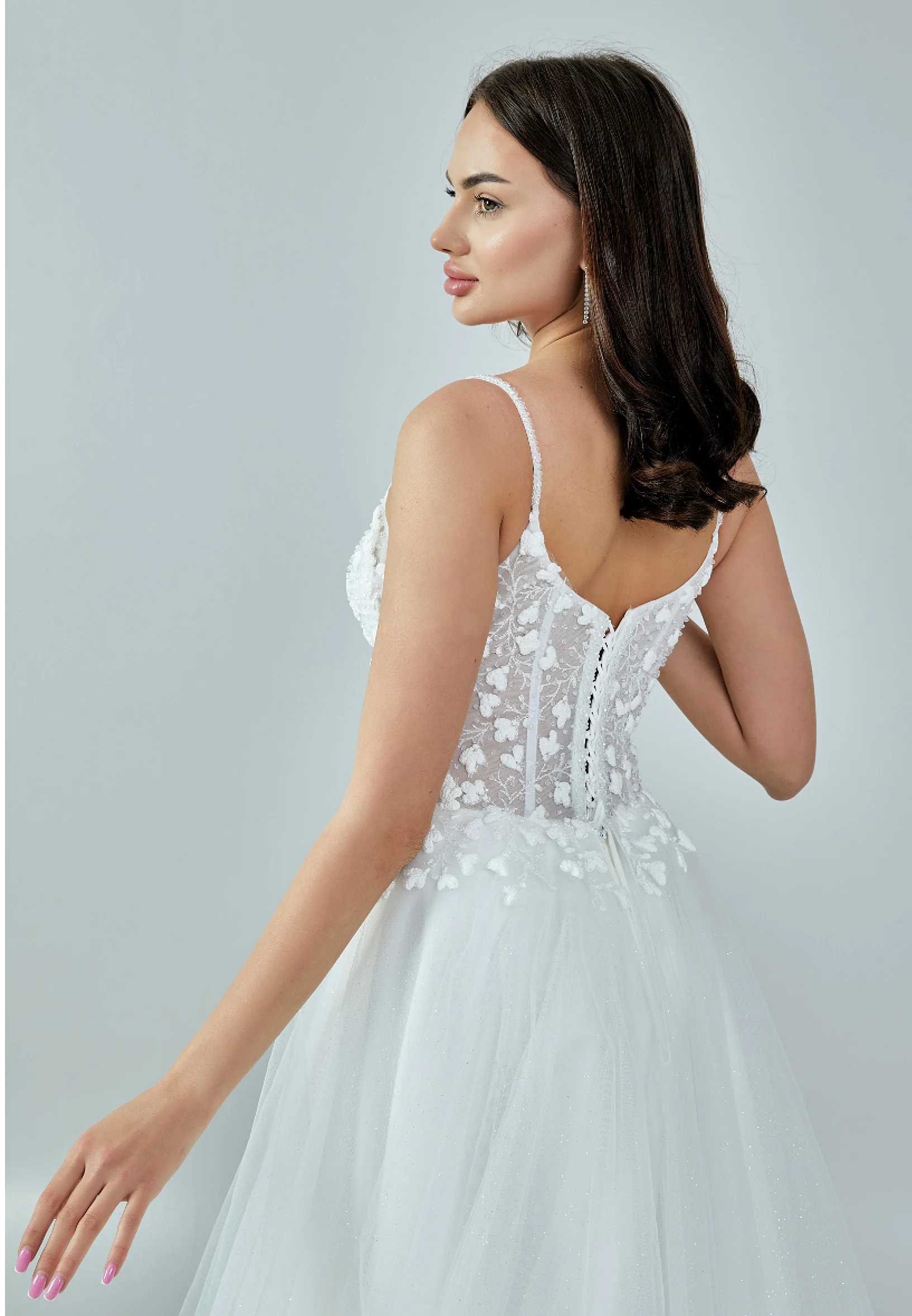 Sleeveless Maxi Tulle Regular Wedding Dress nor379 - Image 8