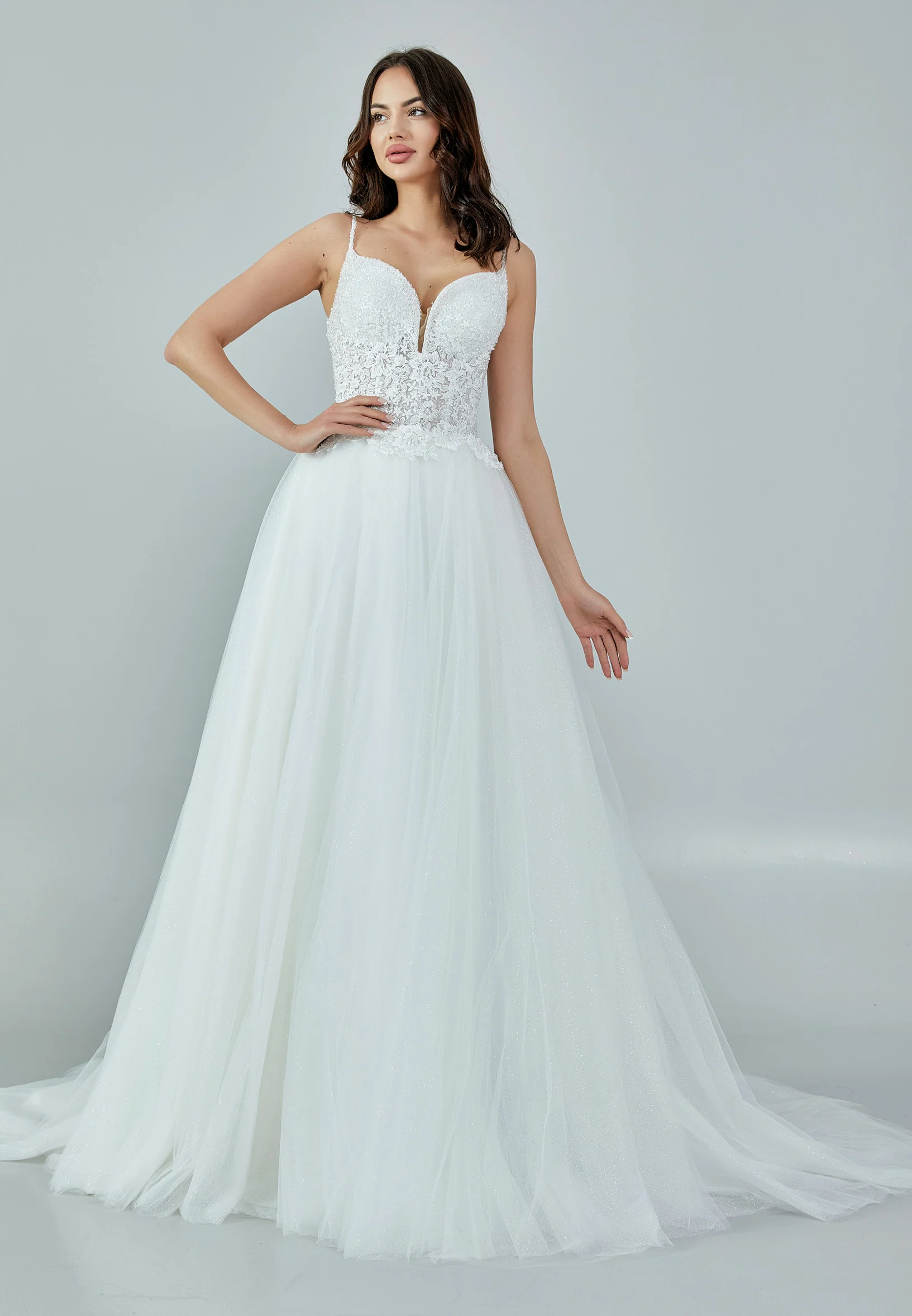 Sleeveless Maxi Tulle Regular Wedding Dress nor393