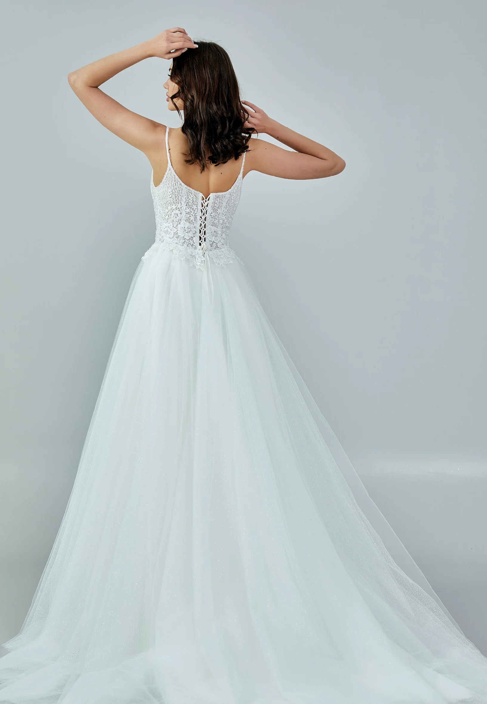 Sleeveless Maxi Tulle Regular Wedding Dress nor393 - Image 5