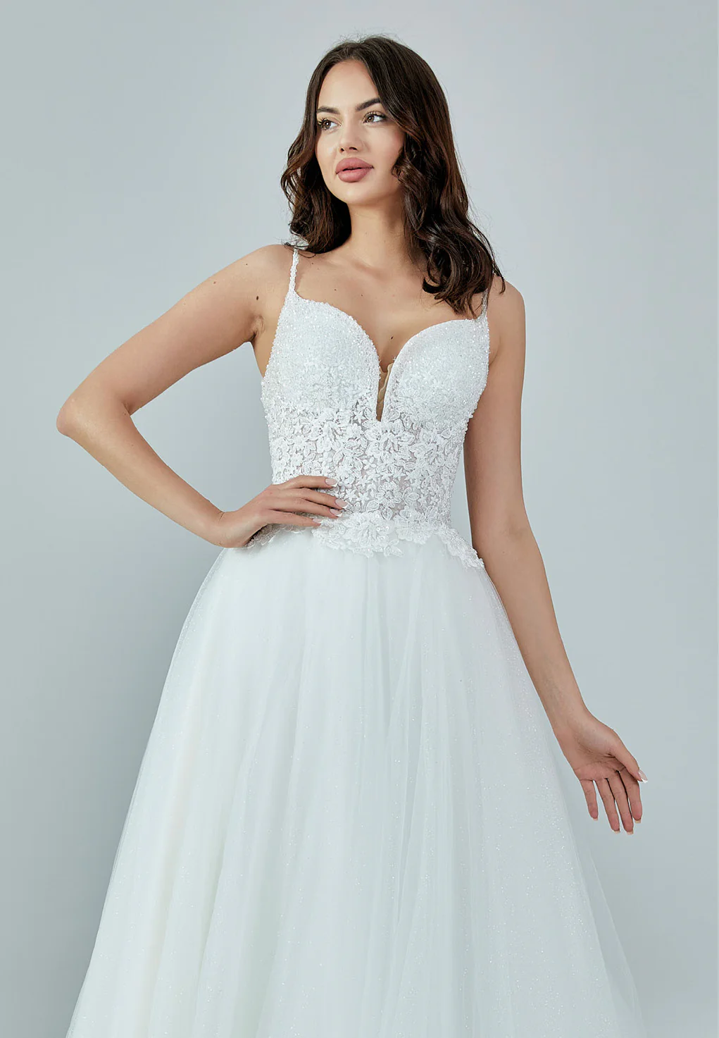 Sleeveless Maxi Tulle Regular Wedding Dress nor393 - Image 7