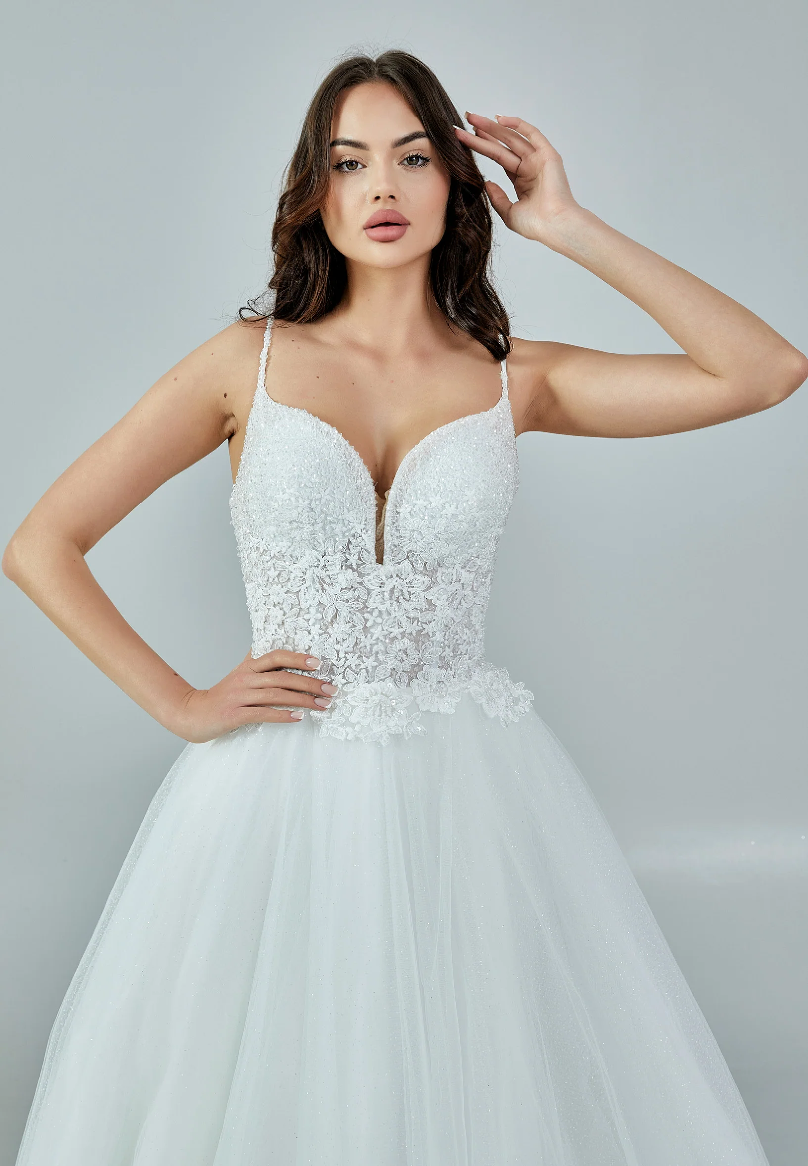 Sleeveless Maxi Tulle Regular Wedding Dress nor393 - Image 8