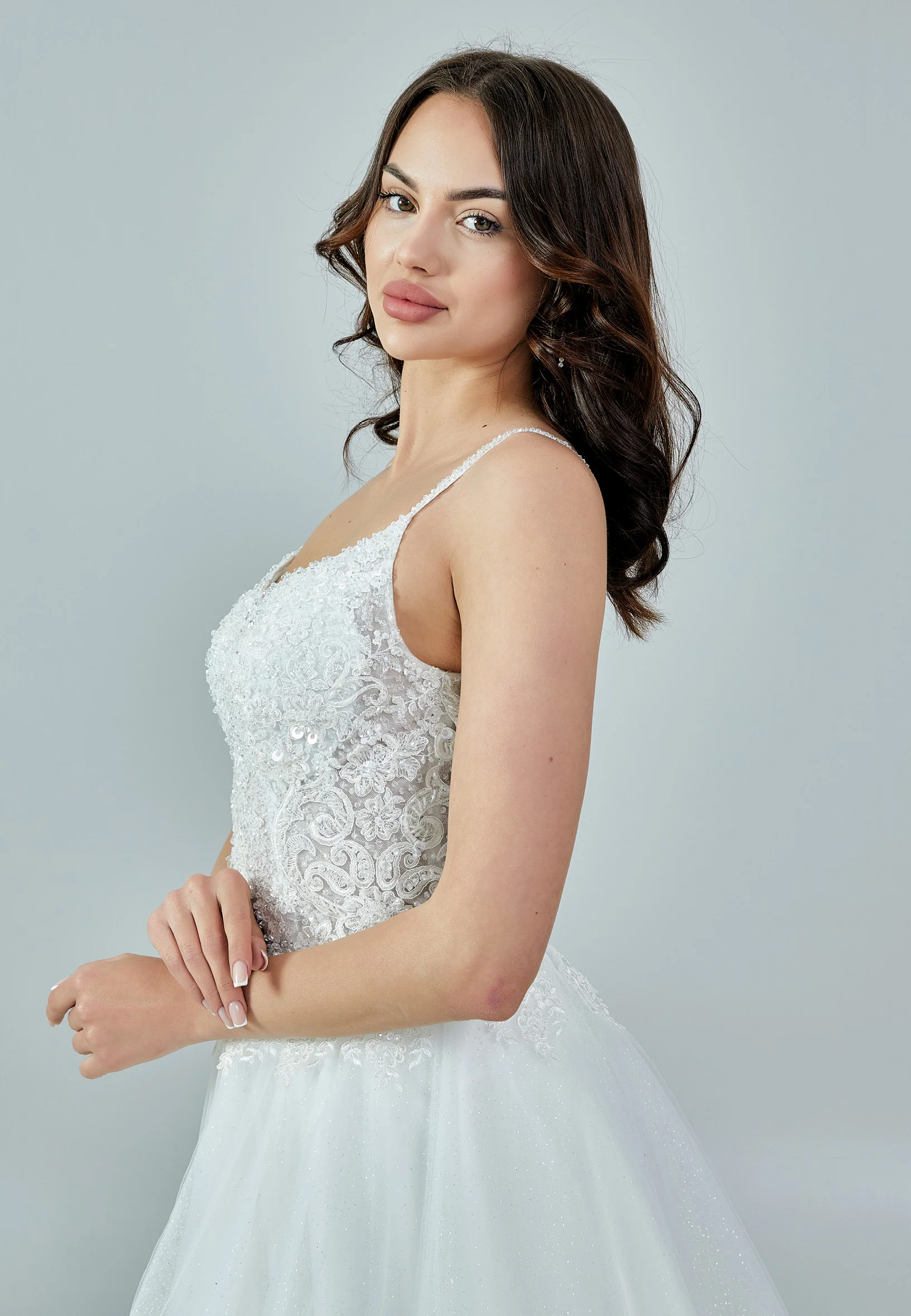 Sleeveless Maxi Tulle Regular Wedding Dress nor395 - Image 2