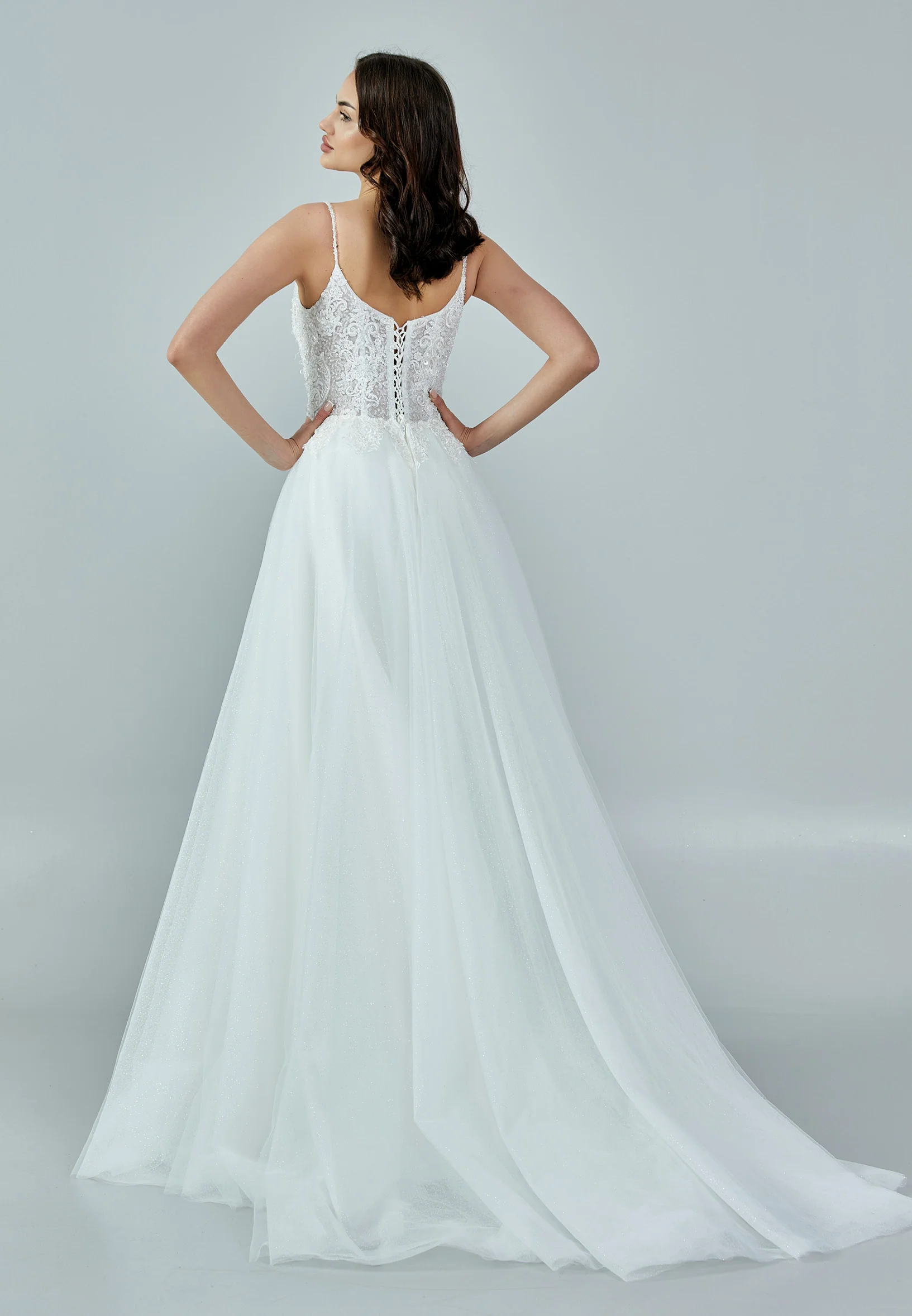 Sleeveless Maxi Tulle Regular Wedding Dress nor395 - Image 5