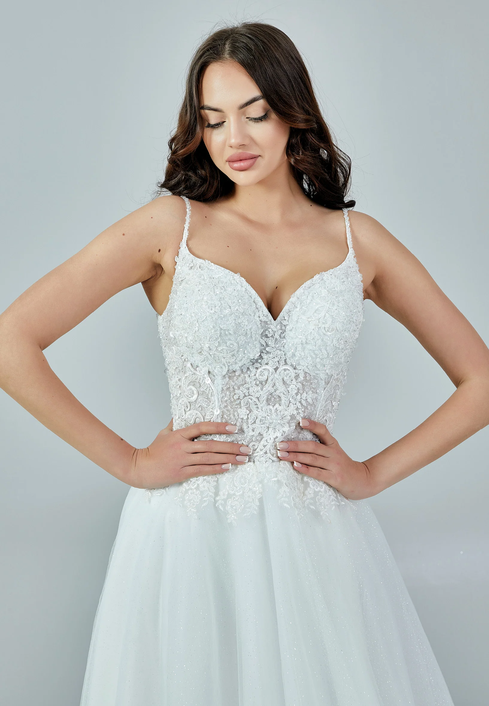 Sleeveless Maxi Tulle Regular Wedding Dress nor395 - Image 8
