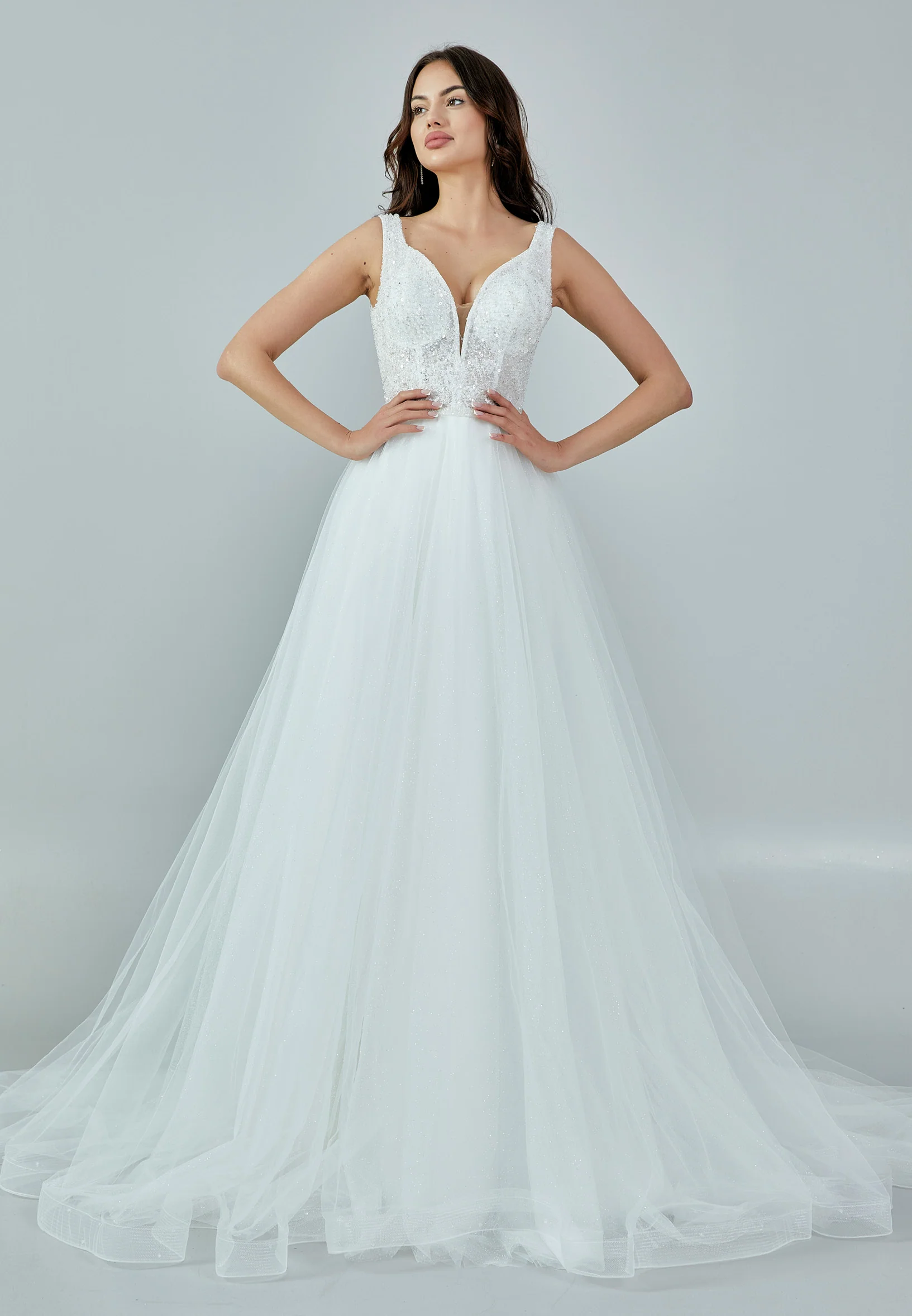 Sleeveless Maxi Tulle Regular Wedding Dress nor397