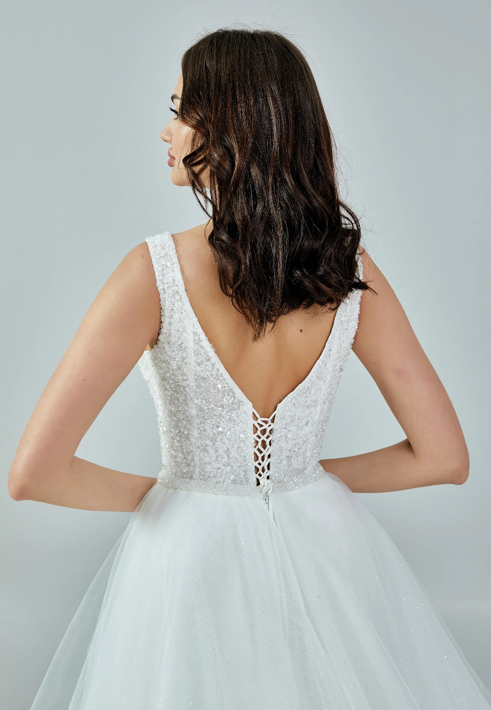 Sleeveless Maxi Tulle Regular Wedding Dress nor397 - Image 3