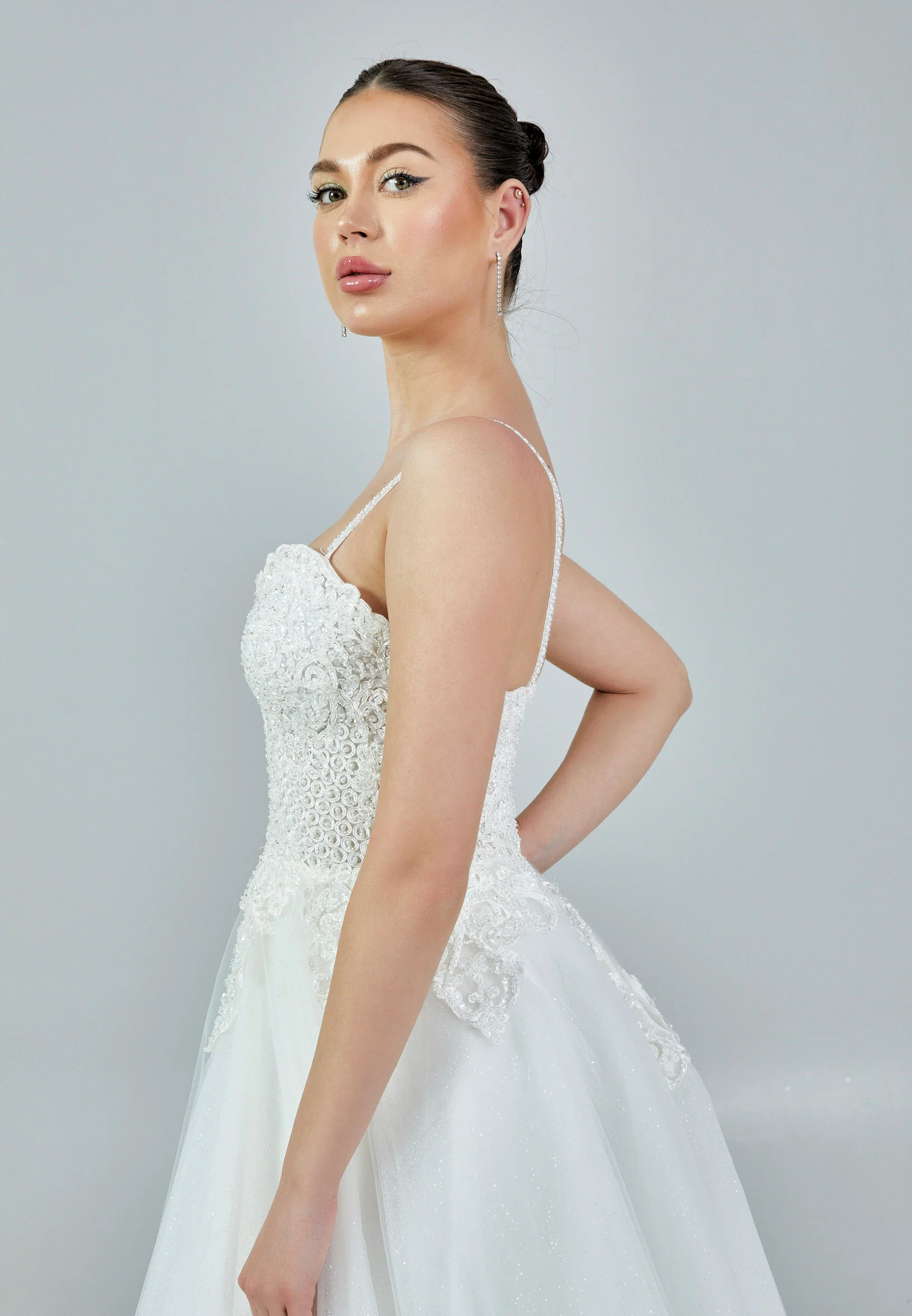 Sleeveless Maxi Tulle Regular Wedding Dress nor429 - Image 2