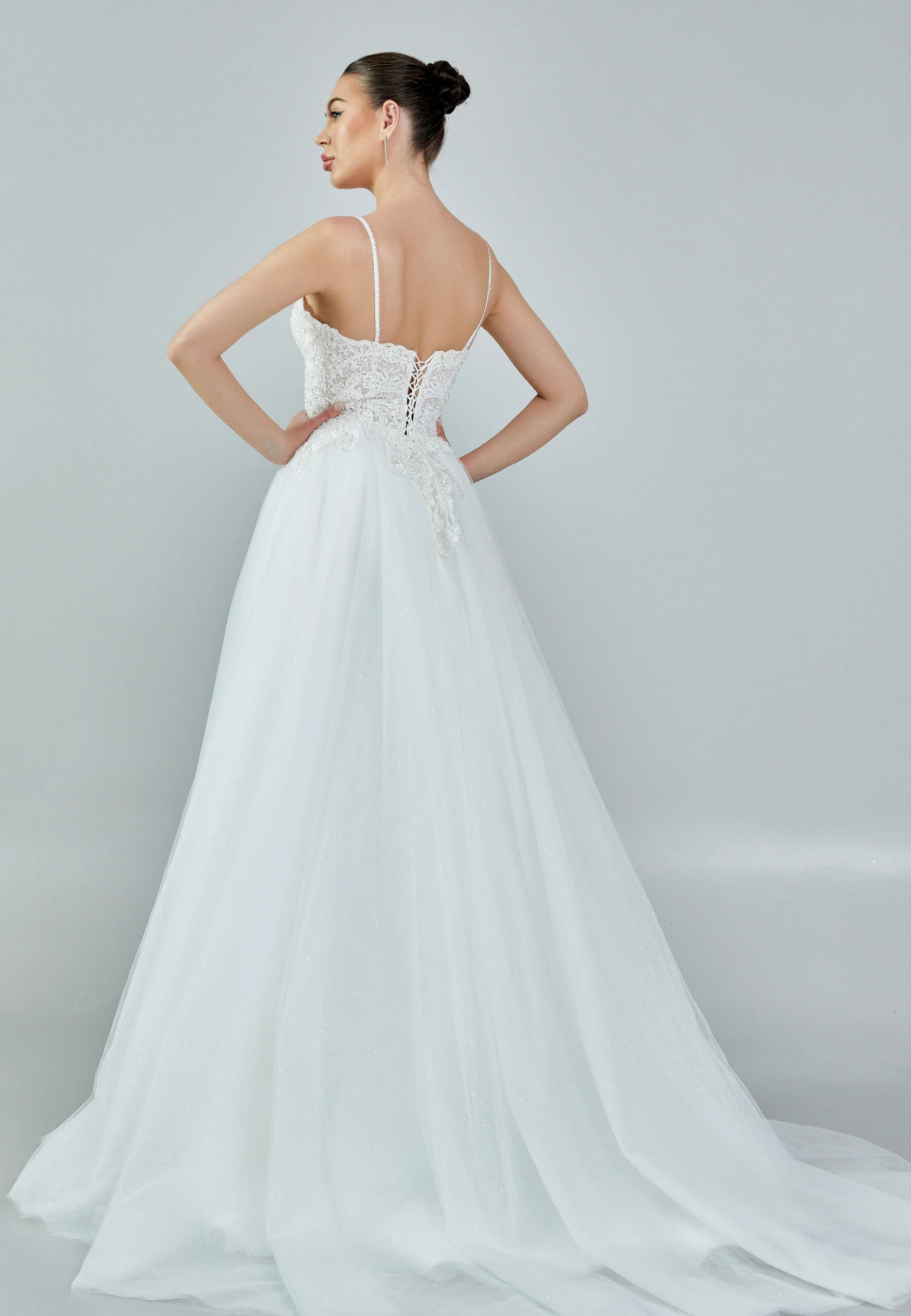 Sleeveless Maxi Tulle Regular Wedding Dress nor429 - Image 5
