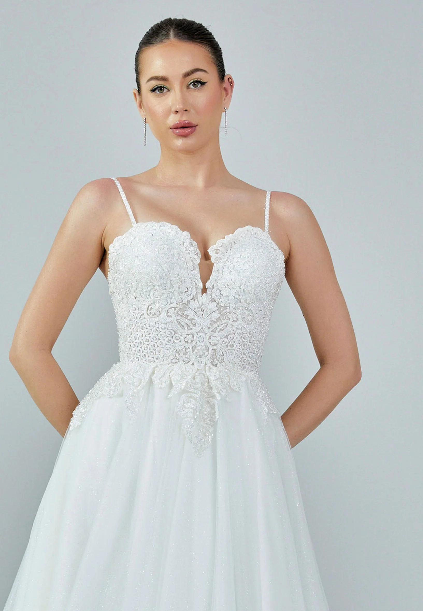 Sleeveless Maxi Tulle Regular Wedding Dress nor429 - Image 7