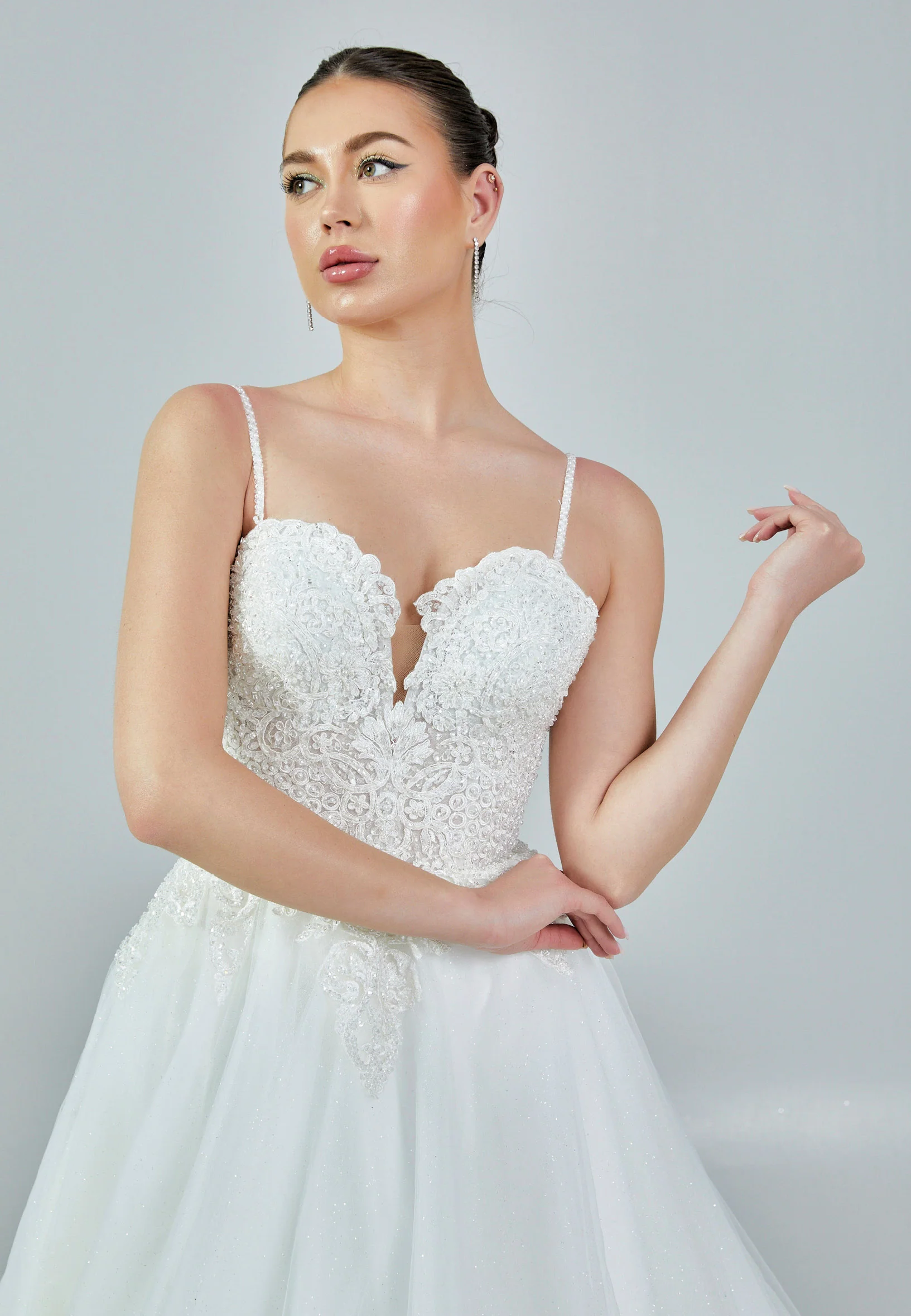 Sleeveless Maxi Tulle Regular Wedding Dress nor429 - Image 8